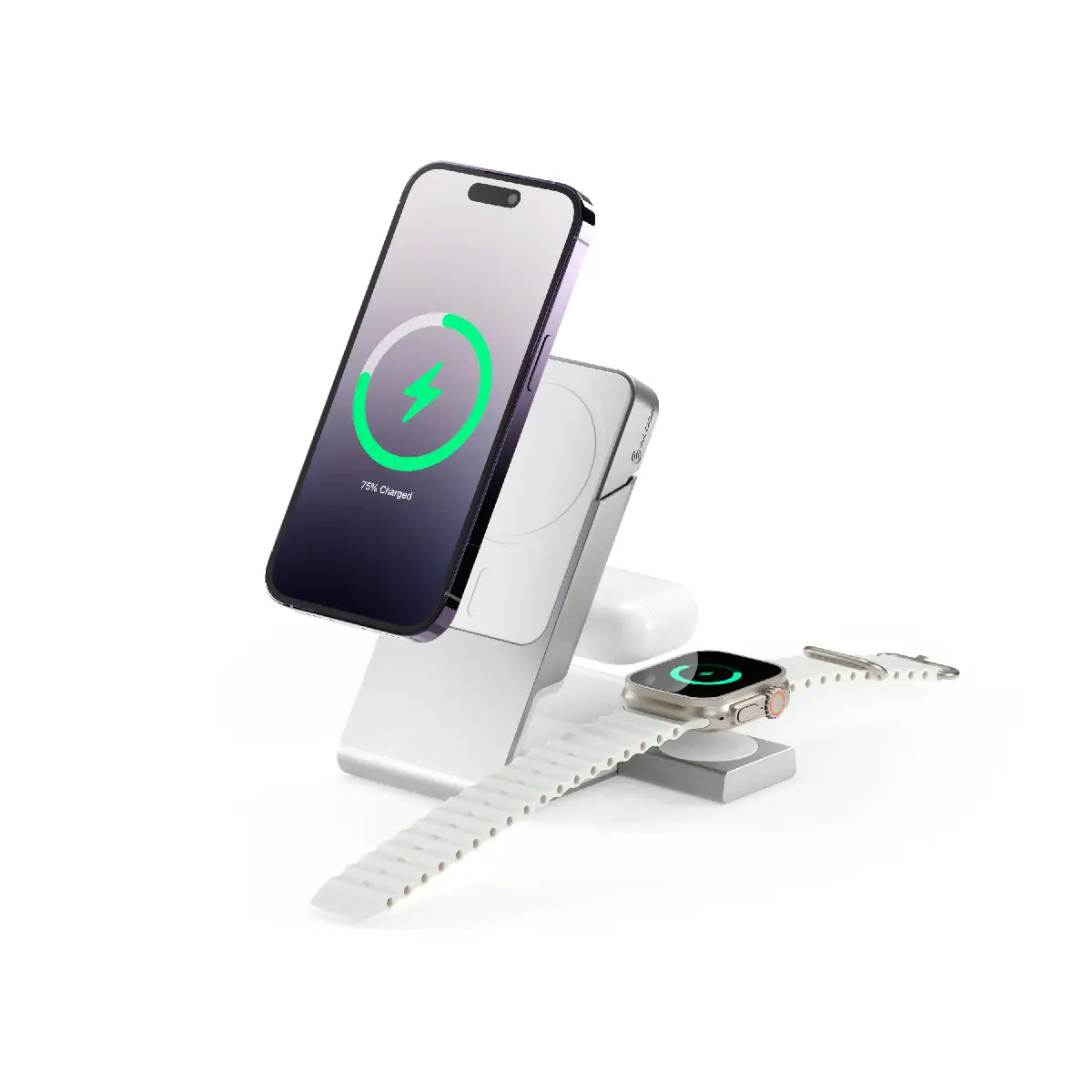 Matrix+ 3-in-1 Magnetic Wireless Charging Station for iPhone 16/12, Apple Watch & AirPods - 5000mAh Portable Power Bank with 30W Fast Charging & Worldwide Adapter - Perfect for Travel, Office & Nightstand Charging