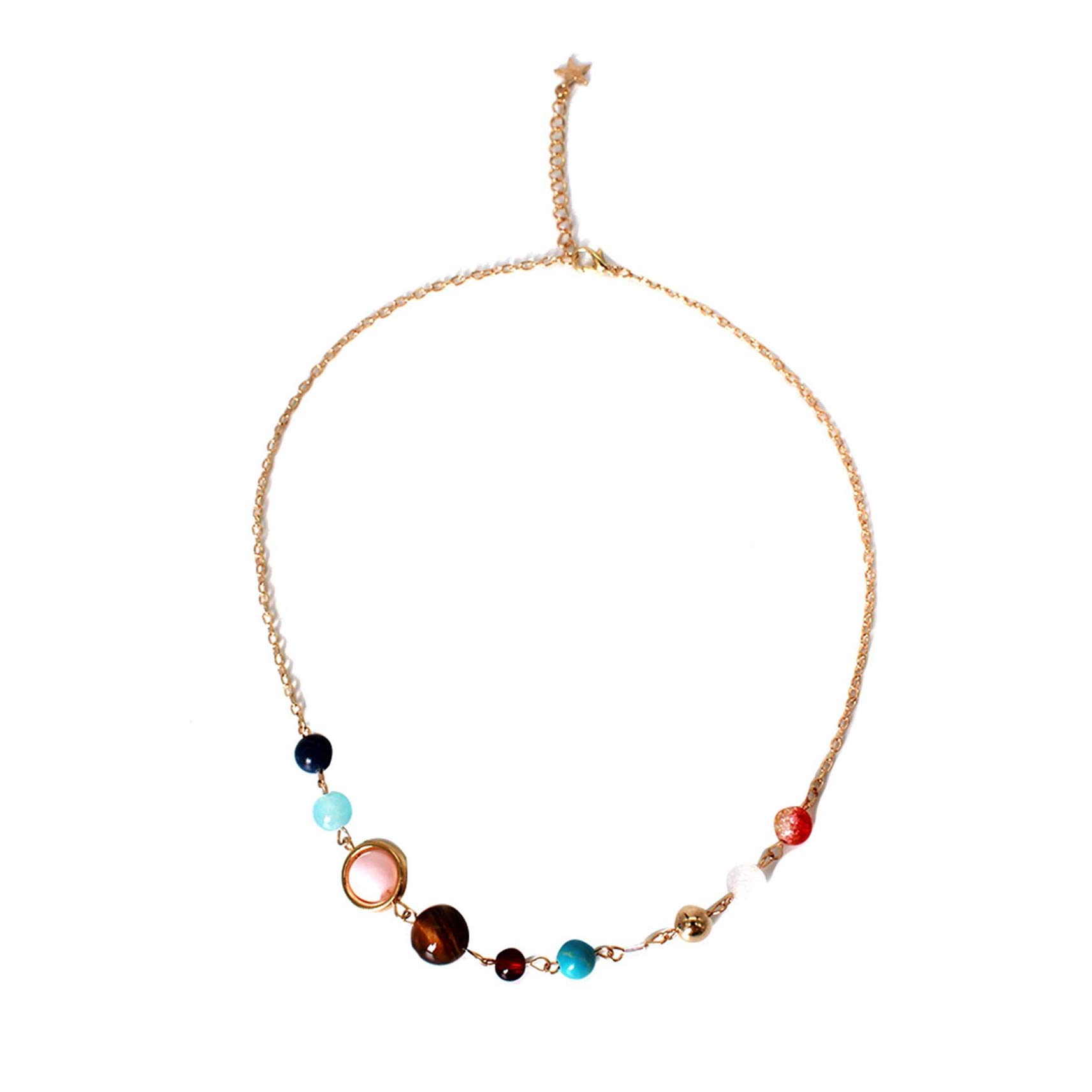 Timetries01 8 Planet Necklace - Solar System Jewelry with Sun, Moon & Galaxy Charms for Women | Perfect for Astronomy Lovers & Space-Themed Gifts
