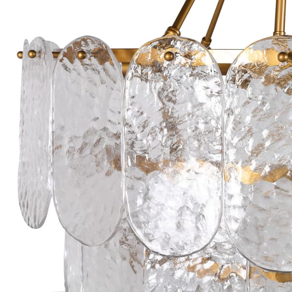 Blanch Glass Petal Chandelier - Elegant Crystal Ceiling Light Fixture for Dining Room, Bedroom & Living Room Decor