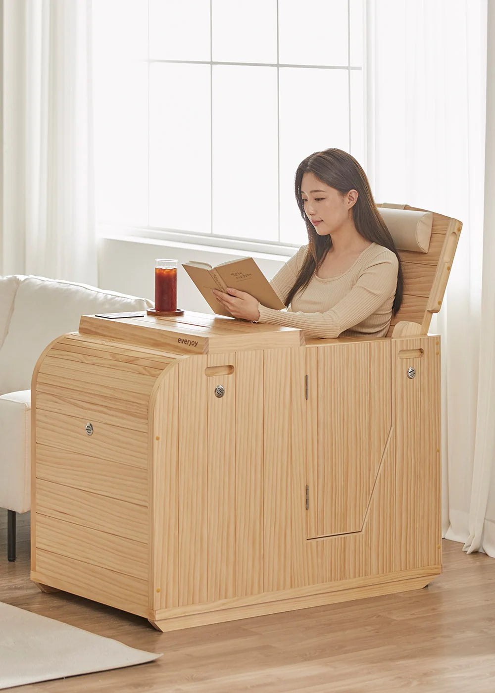 EVERJOY Infrared Wood Dry Heat Sauna & Spa for Home Relaxation - Portable Personal Sauna for Detox, Weight Loss, and Muscle Recovery