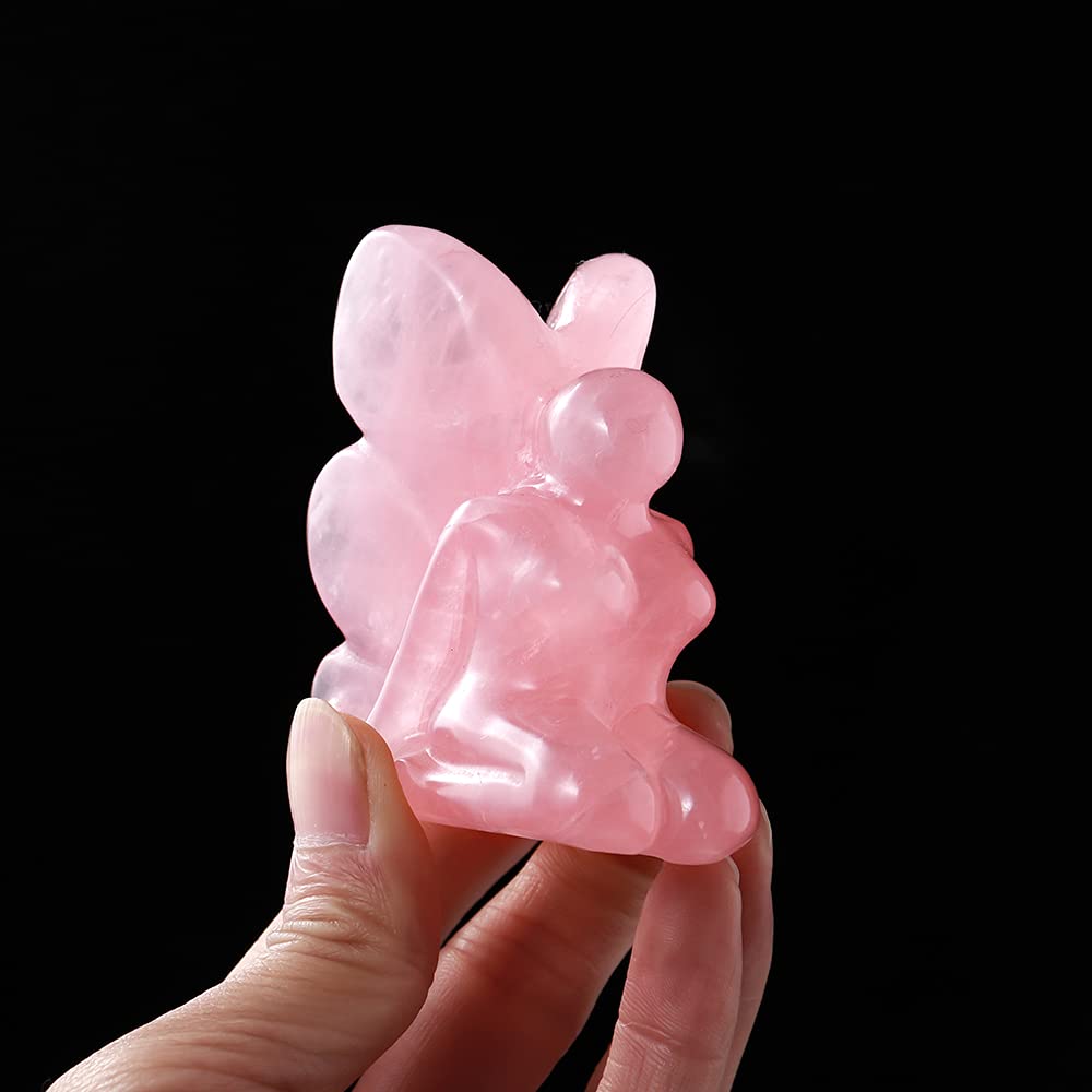 Natural Rose Quartz Butterfly Hand Carved Figurine - 2.7