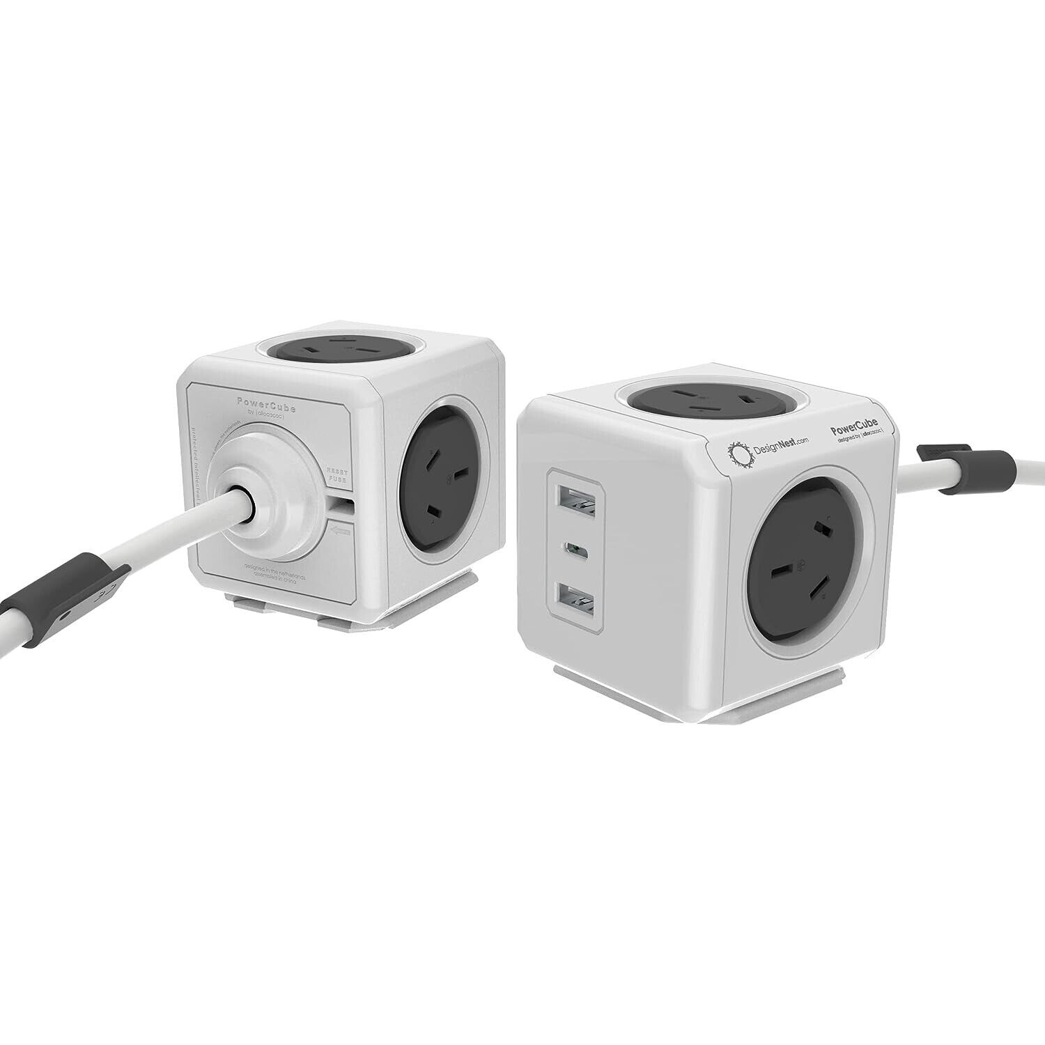 Allocacoc PowerCube Extended USB Charger with 2A Ports + 1C PD 20W Fast Charging | 1.5m Cable | Compact Multi-Port Wall Adapter for Home, Office & Travel Charging Needs