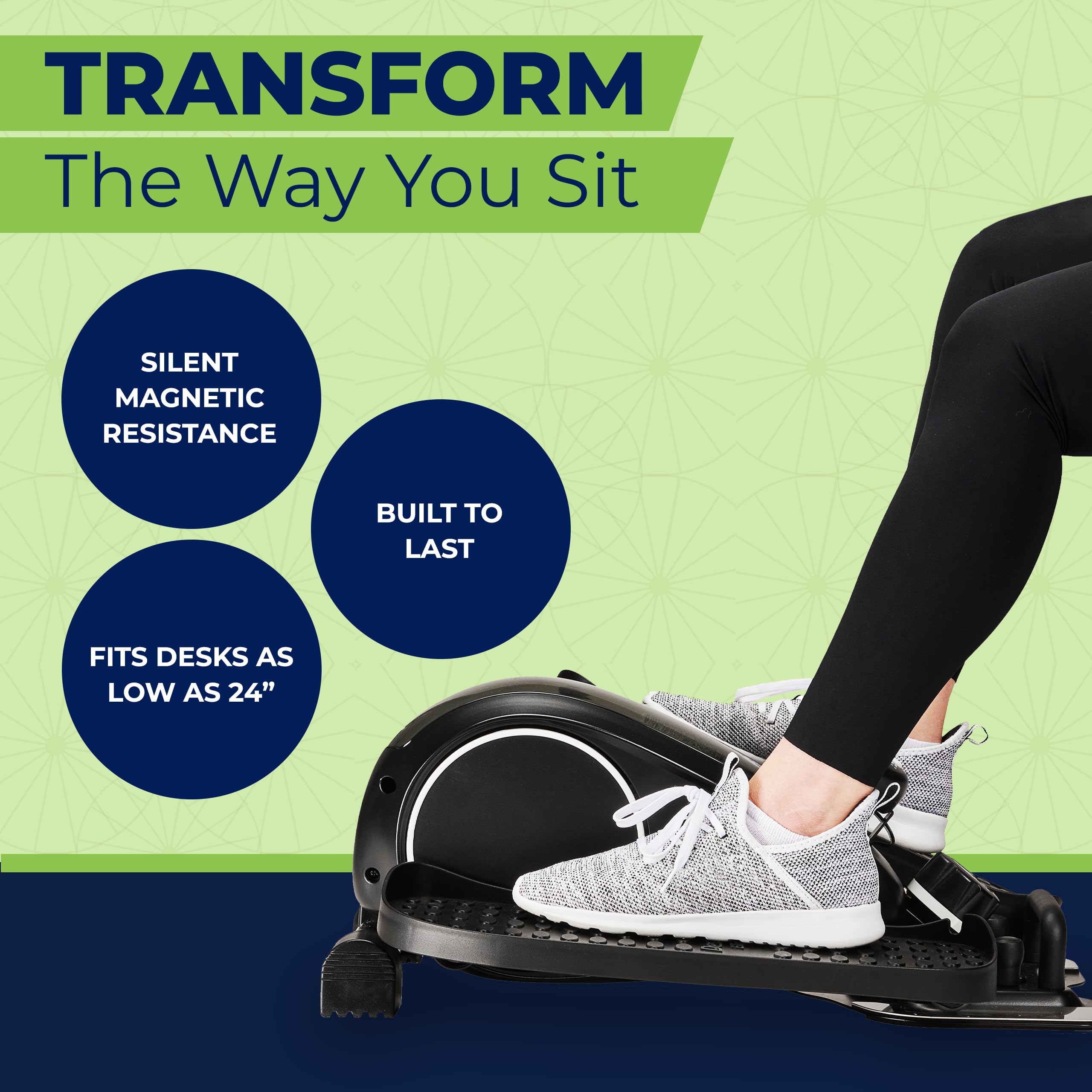DeskCycle Elliptical Under Desk Bike - Compact Leg & Foot Pedal Exerciser for Office & Home - Quiet Sitting Exercise Machine for Work, Study & Fitness