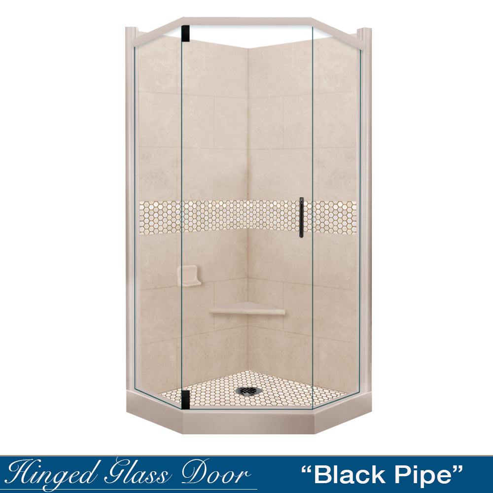Neo Angle Brown Sugar Sistine Stone & Honey Hex Mosaic Tile - DIY Shower Remodel Kit for Bathroom, Backsplash, and Flooring Renovation