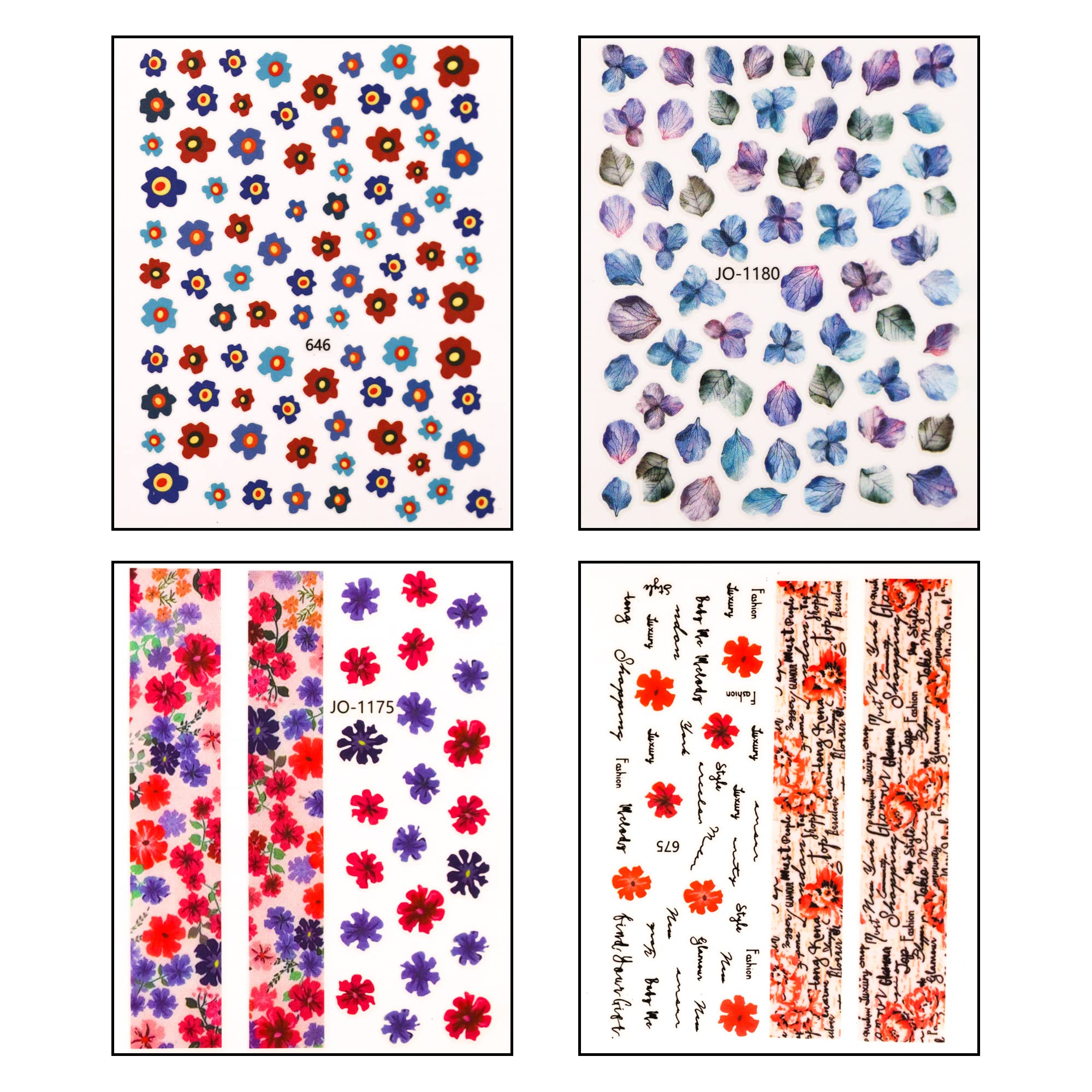 BEROMT Nail Stickers Fruits and Flowers - BNS1000FAF Set of 3 Random Designs | DIY Nail Art Decals for Home Manicures & Salon Use