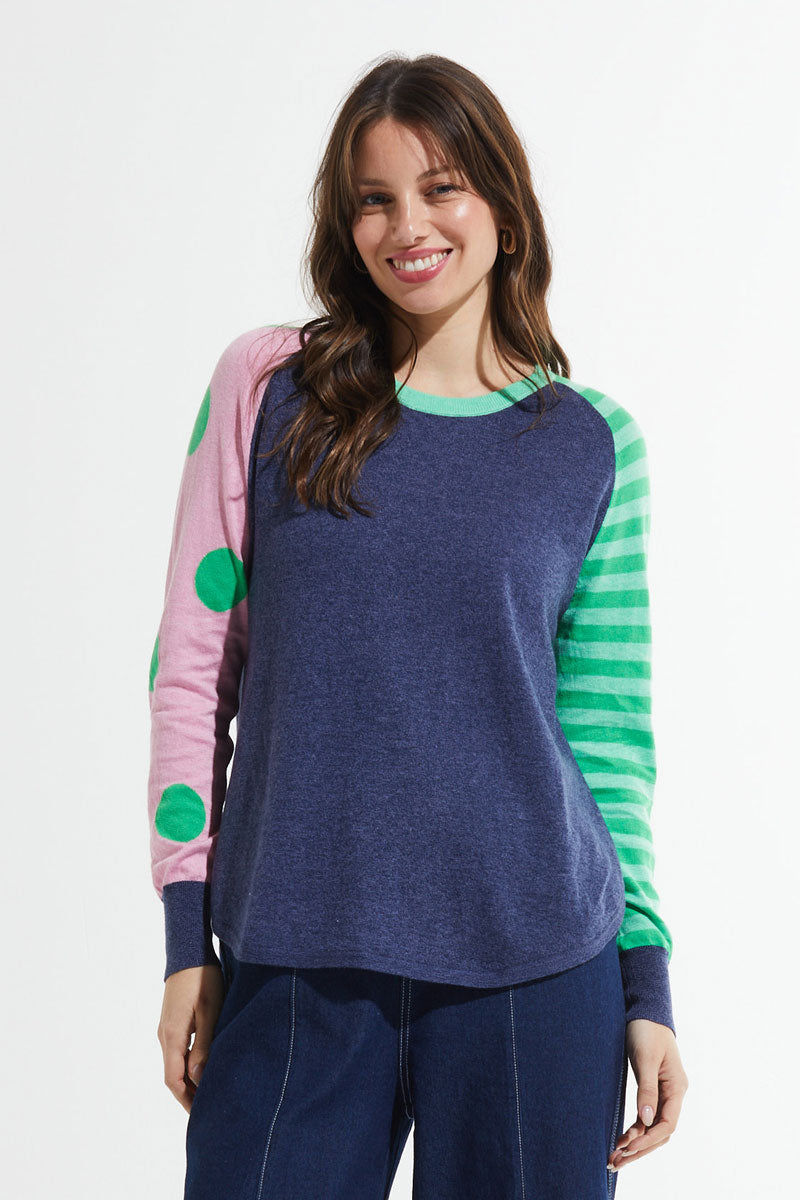 Zaket & Plover Spots & Stripes Sweater for Women - Cozy Knit Pullover with Stylish Pattern - Perfect for Fall, Winter, and Casual Outings
