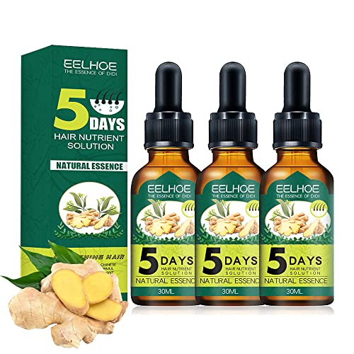 EELHOE Ginger Hair Growth Serum - Natural Shouga Essence & Kingu Oil for Thicker, Longer Hair (3 Pack) | Fast Results in 5 Days | Perfect for Daily Scalp Massage & Hair Care Routine