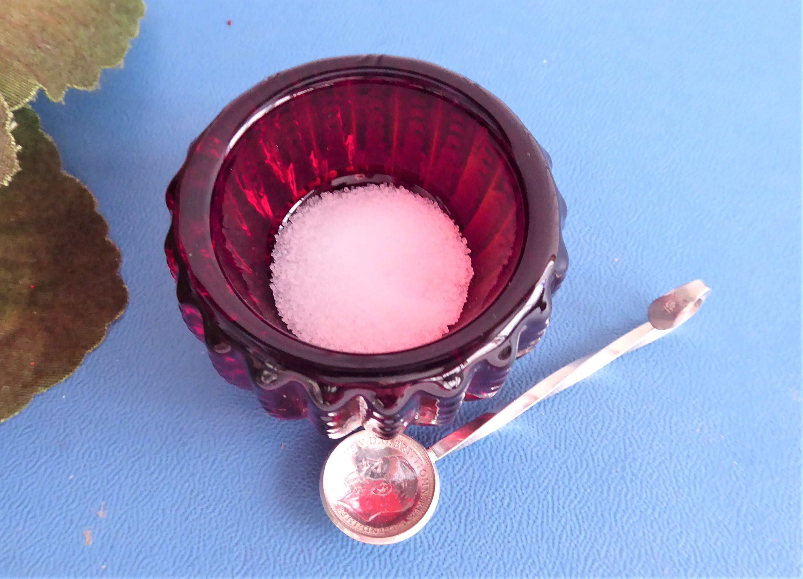 Vintage Ruby Red Glass Salt Dip & Teabag Holder - Imperial Glass Zipper Open Salt Container 1970s Retro Kitchenware for Tea Parties & Collectors