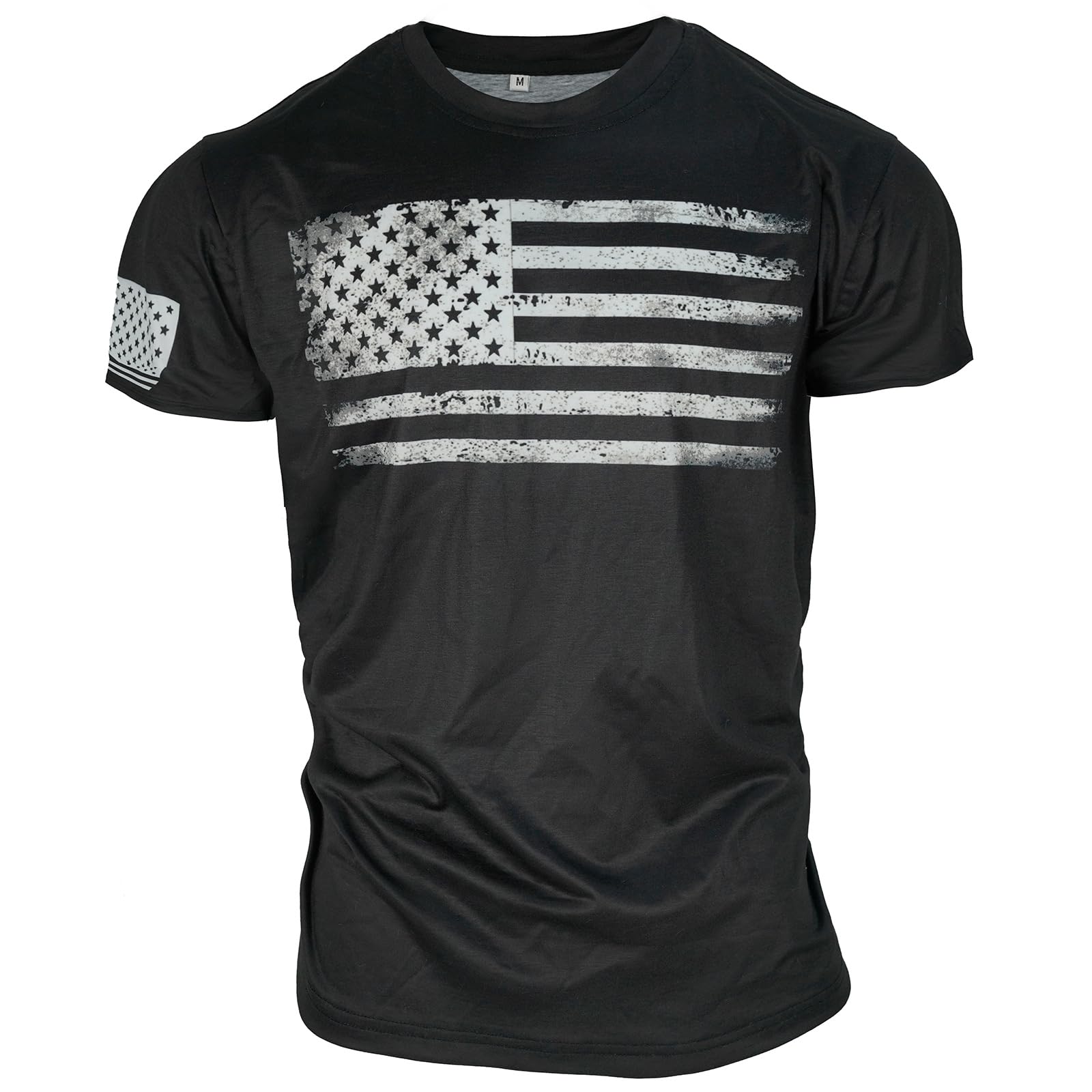 American Patriotic Flag Men's T-Shirt - USA Flag Print Cotton Tee for Independence Day, Memorial Day & Veterans Day Celebrations