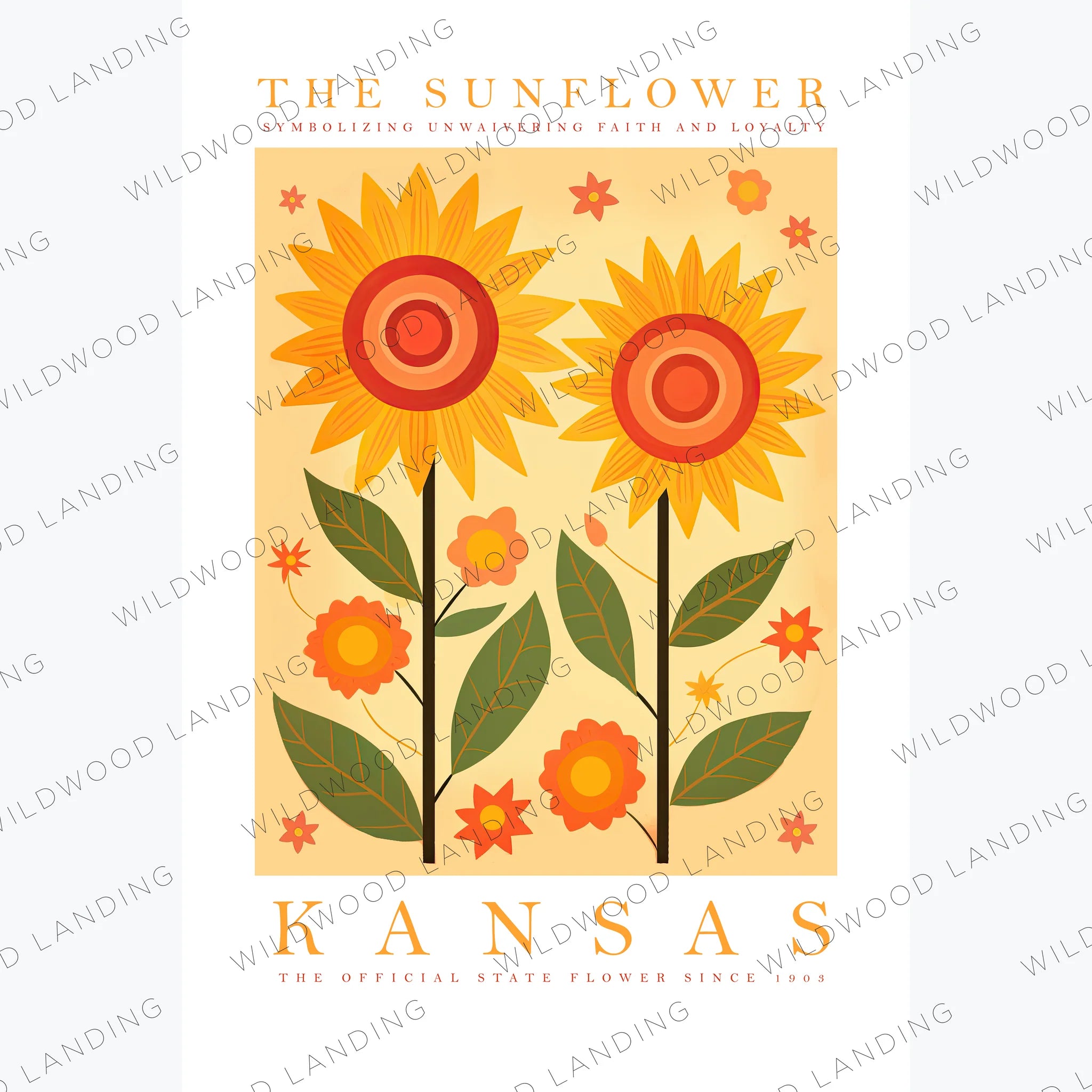 Sunflower Kansas Artwork Tea Towel - Vintage Farmhouse Kitchen Decor - Perfect for Drying Dishes, Gift Wrapping & Farmhouse Style Home Decor