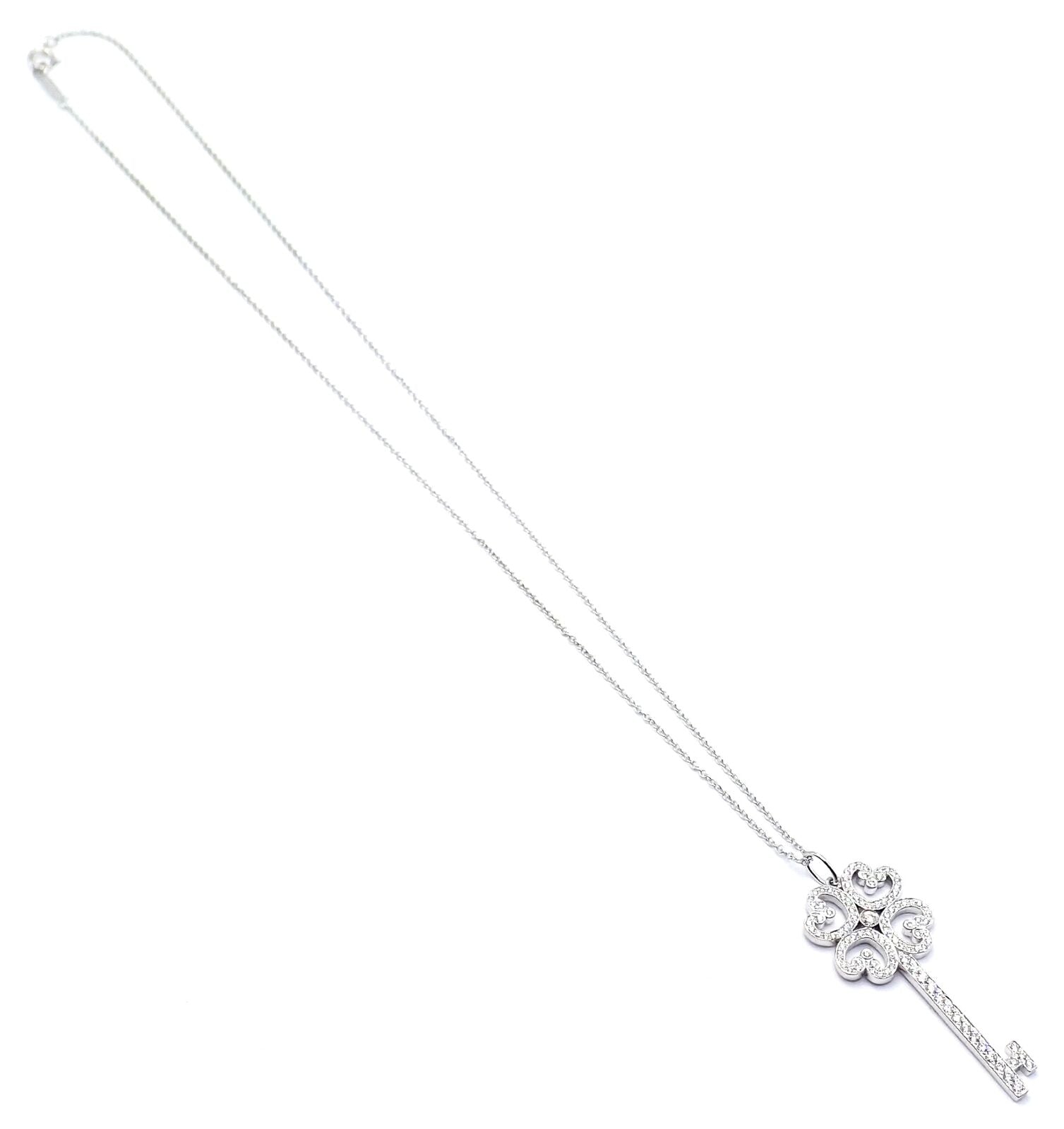 Tiffany & Co Platinum & 18k White Gold Enchant Quatra Heart Key Pendant Necklace - Elegant Jewelry Gift for Women, Perfect for Anniversaries & Special Occasions