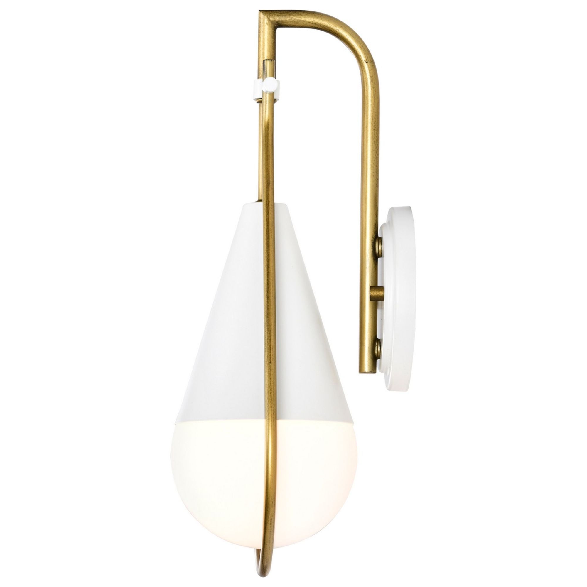 Admiral 15-Inch Modern Wall Sconce Light Fixture - Matte White & Natural Brass Finish - Perfect for Bedroom, Living Room, and Hallway Lighting