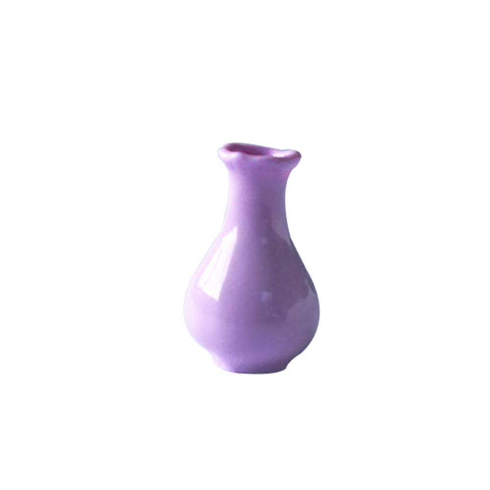 DIY Miniature Doll House Ceramic Flower Vase - Purple Simulation Figurine for Dollhouse Decor | Perfect for Miniature Scenes, Fairy Gardens & Craft Projects