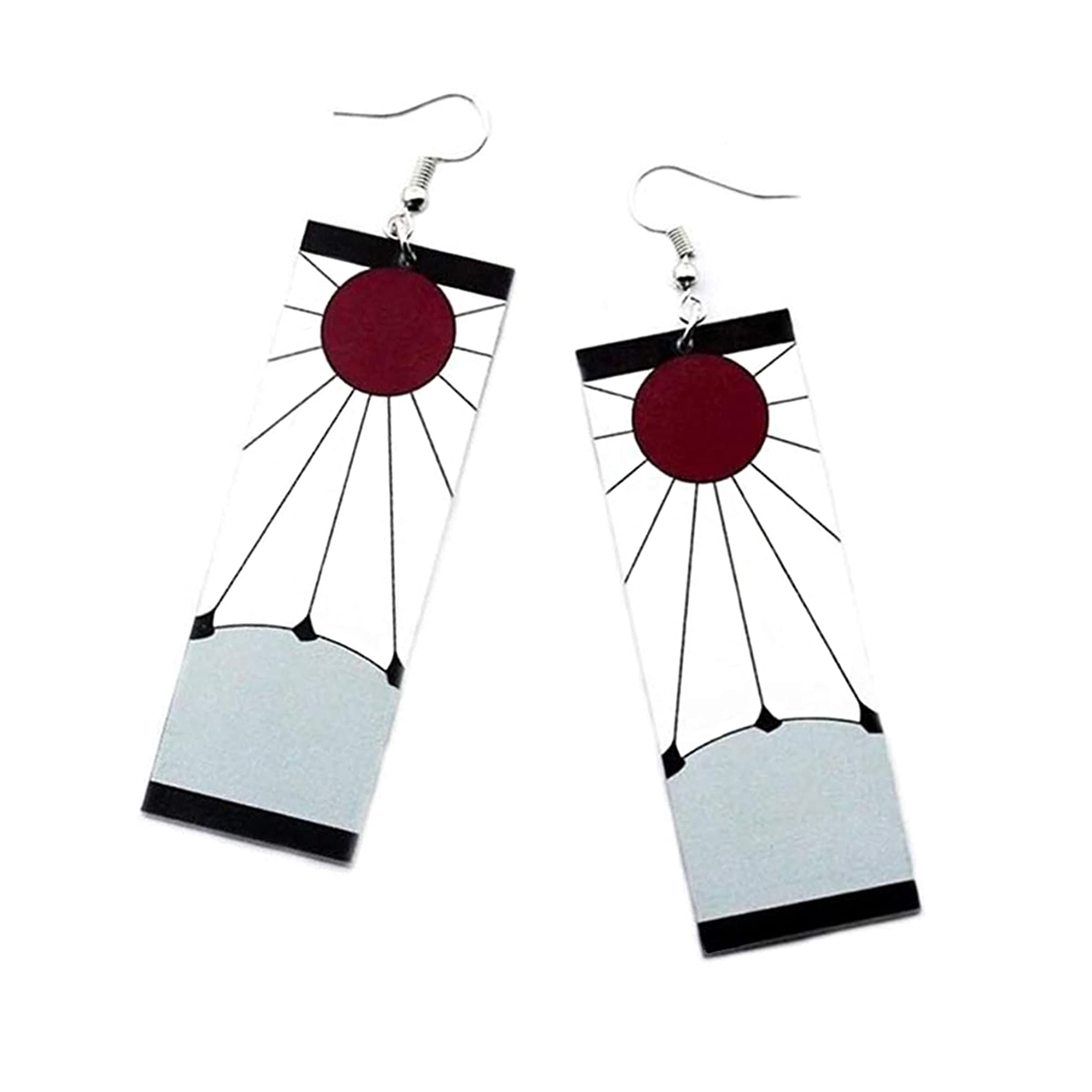 HappyShip Tanjiro Earrings - Hanafuda Demon Slayer Anime Cosplay Jewelry for Women & Girls | Perfect for Halloween, Cosplay & Anime Conventions
