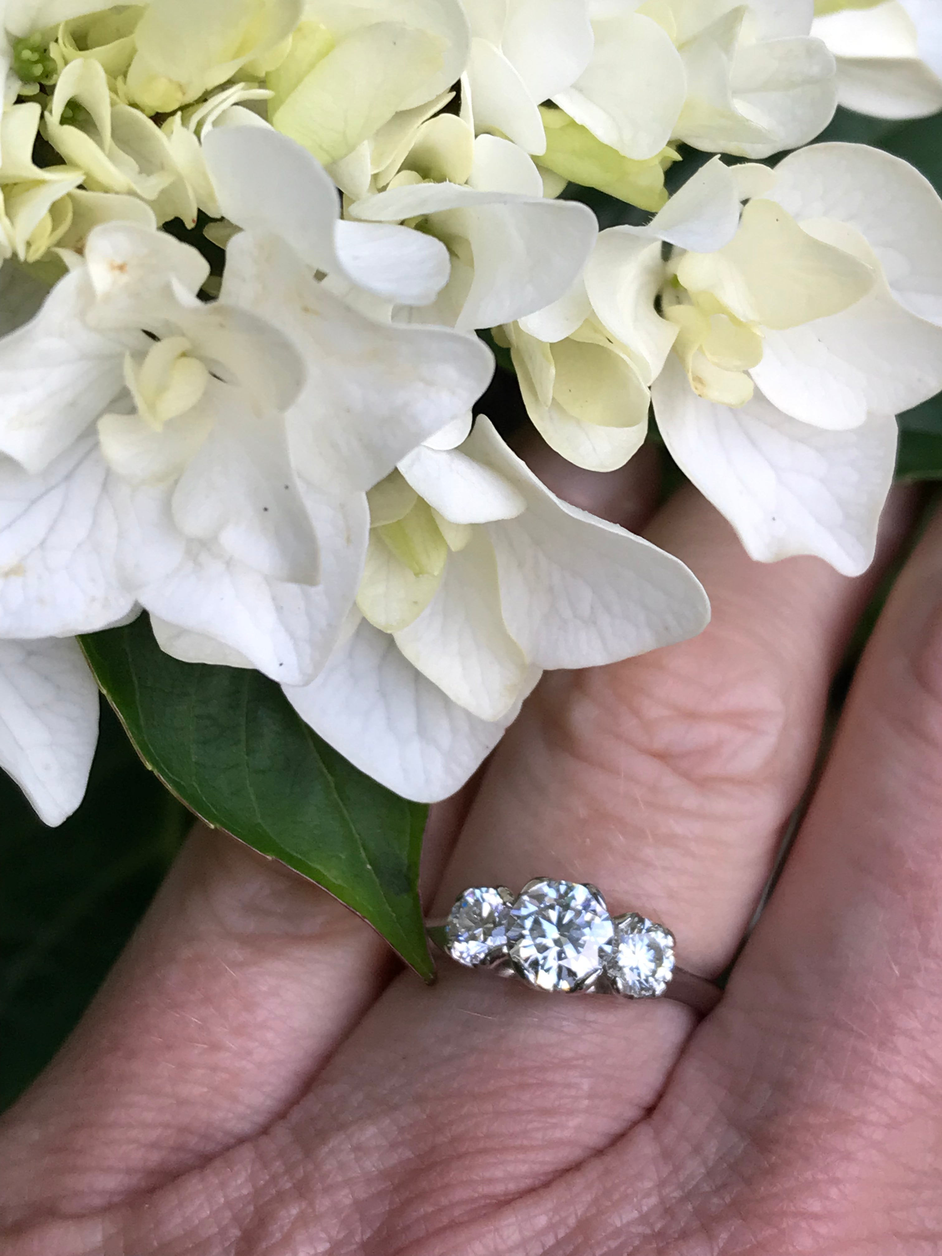 1.21 ct Platinum Certified Natural Diamond Trilogy Ring for Women - Elegant Engagement, Wedding, Anniversary Gift