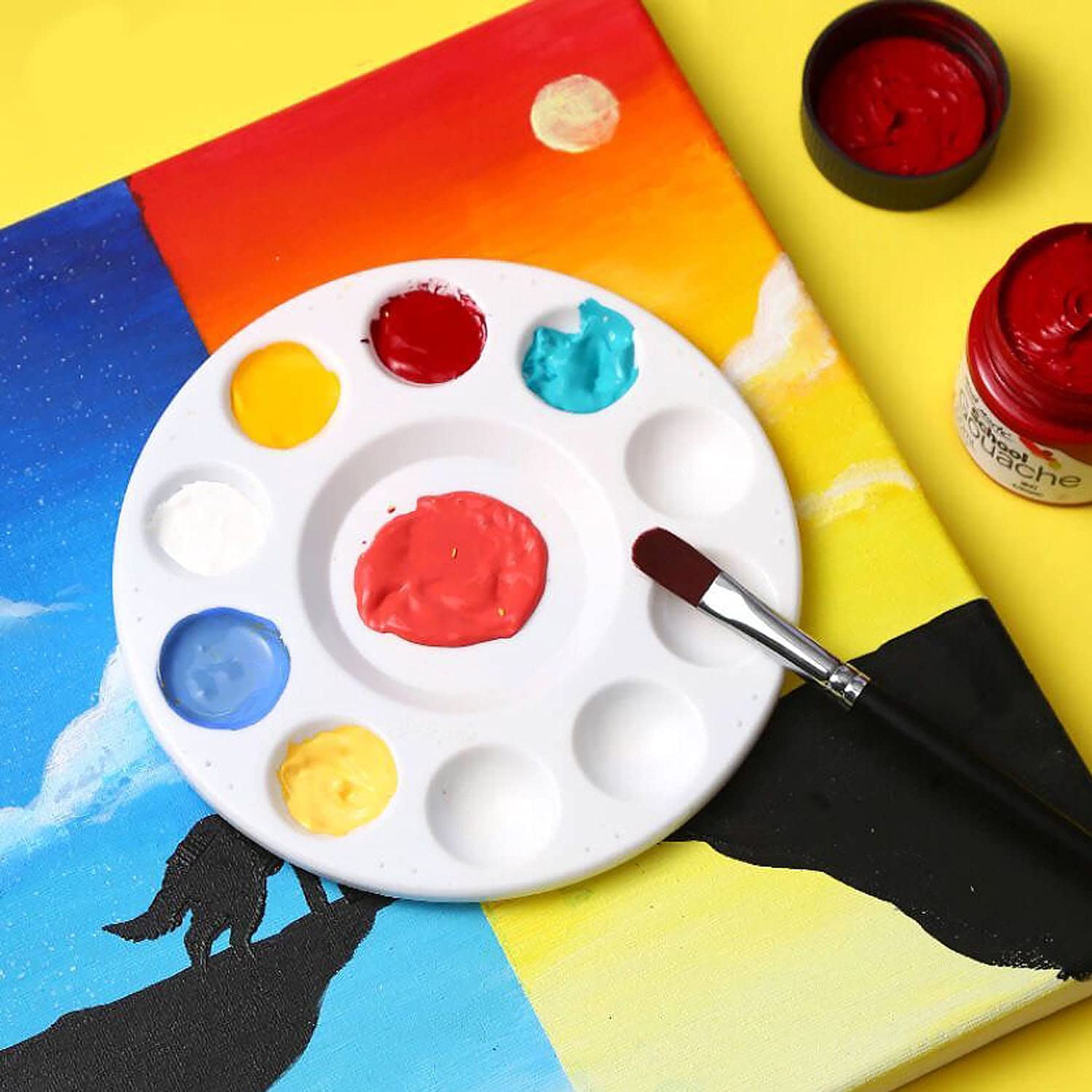 60pcs Plastic Paint Tray Palette for Kids - DIY Art Supplies for Painting, Crafting, School Projects & Home Play Parties - Perfect for Kindergarten & Classroom Activities