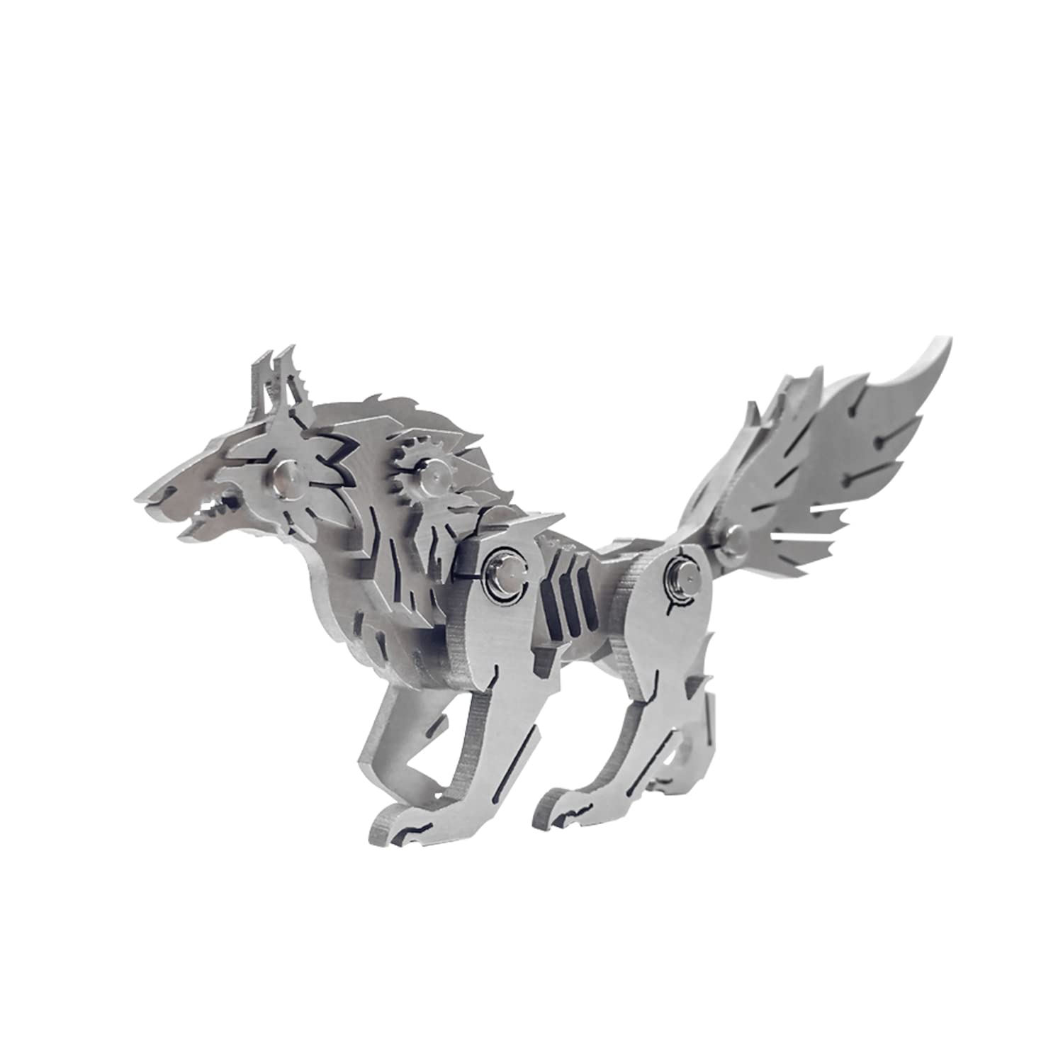 3D Metal Model Kits - DIY Mechanical Wolf Puzzle | Steel Animal Series Brain Teaser for Adults | Home Decor Art Craft & Unique Gift Idea | Perfect for Stress Relief, Office Desk Display & STEM Learning Activities