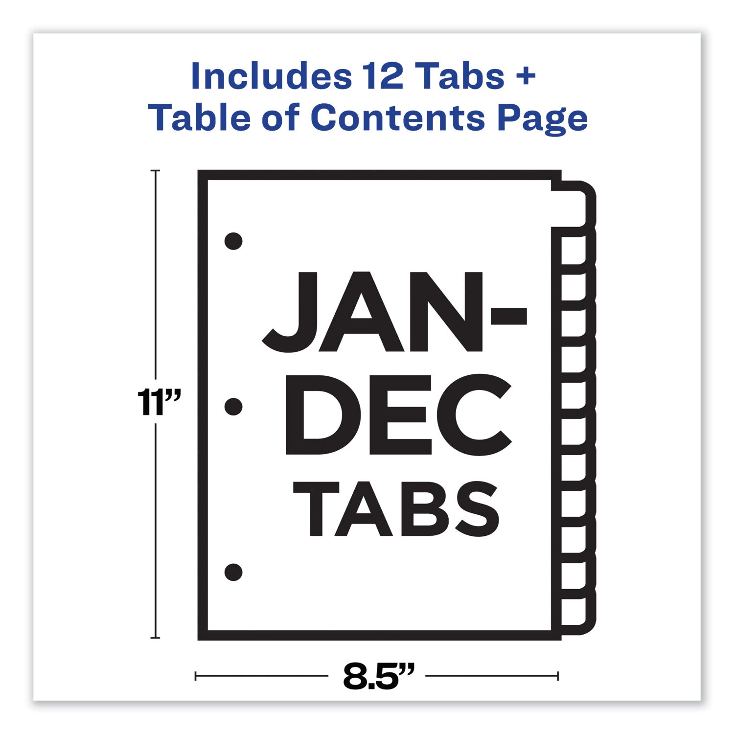 Avery Customizable TOC Ready Index Multicolor Tab Dividers - 12 Tabs (January to December), 11 x 8.5 Inches, White with Contemporary Color Tabs - Perfect for Office Organization, School Binders & Document Filing