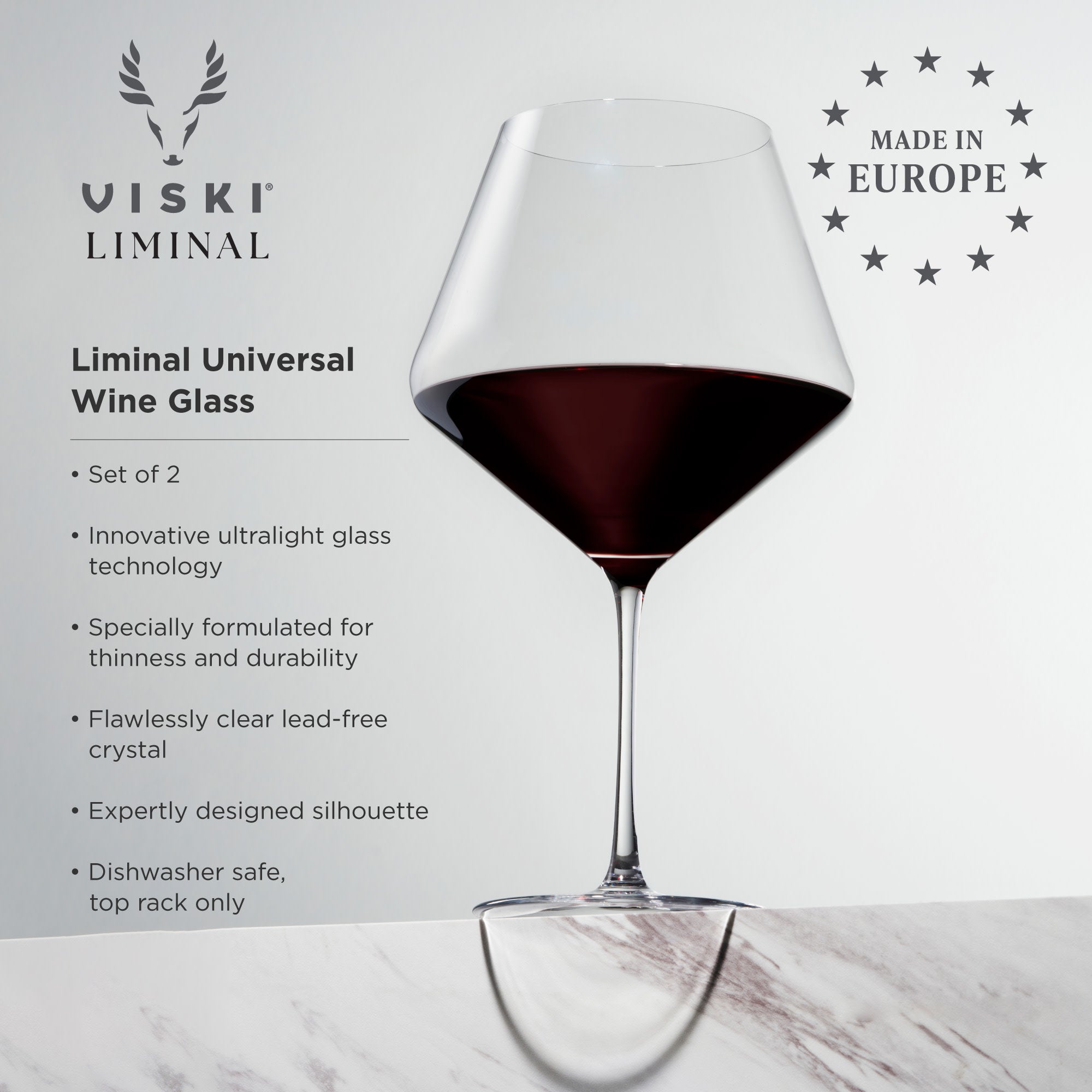 Premium Liminal Burgundy Wine Glasses Set of 2 - Elegant Stemware for Red Wine, Cabernet & Bordeaux - Perfect for Dinner Parties, Romantic Evenings & Wine Tasting Events
