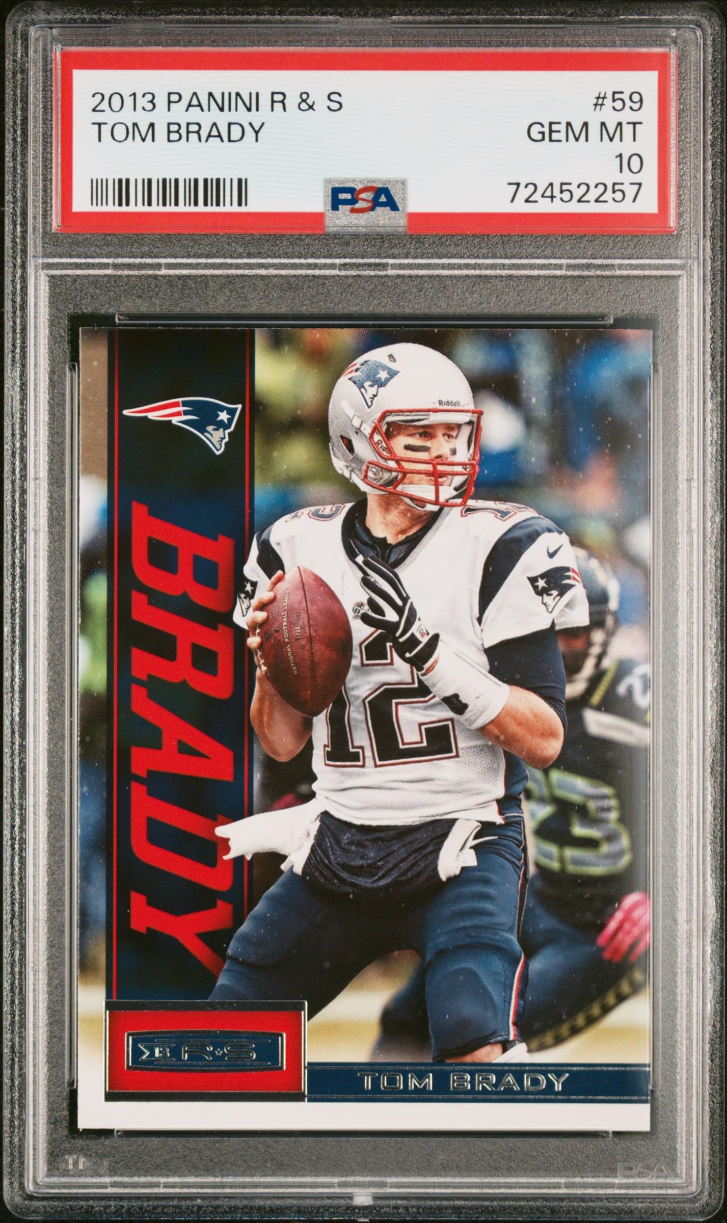 Tom Brady 2013 Panini Rookies and Stars Football Card #59 PSA 10 Graded - Perfect for NFL Collectors, Sports Memorabilia Displays & Investment Collections