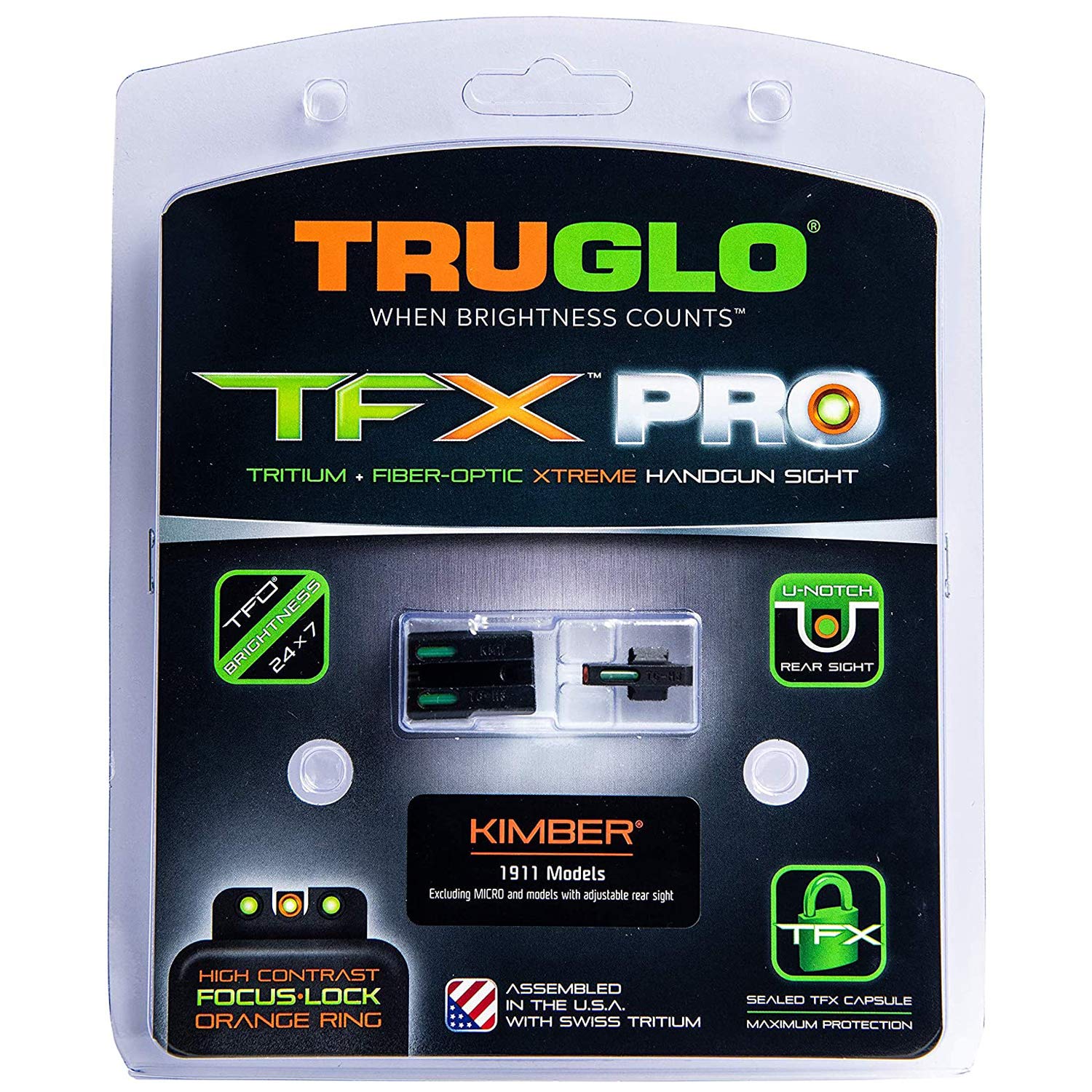 Truglo TFX PRO Handgun Sight - Glow in Dark Tritium & Fiber Optic Night Sight for Pistols | Compact, Durable, Snag-Free Design | Ideal for Low Light Shooting, Home Defense & Tactical Training