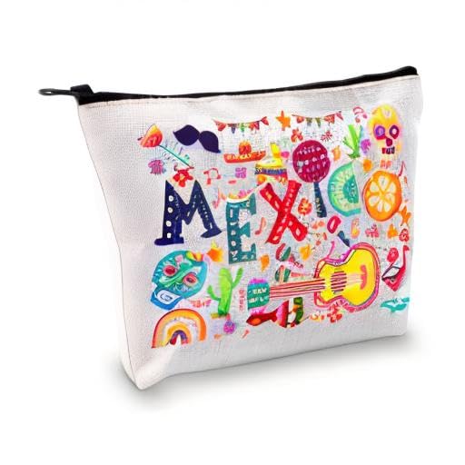 XYANFA Mexico Themed Makeup Bag - Waterproof Travel Cosmetic Organizer for Bachelorette Parties, Birthdays & Vacation Gifts | Perfect Mexico City Souvenir & Travel Accessory (MEXICO Flag Design)