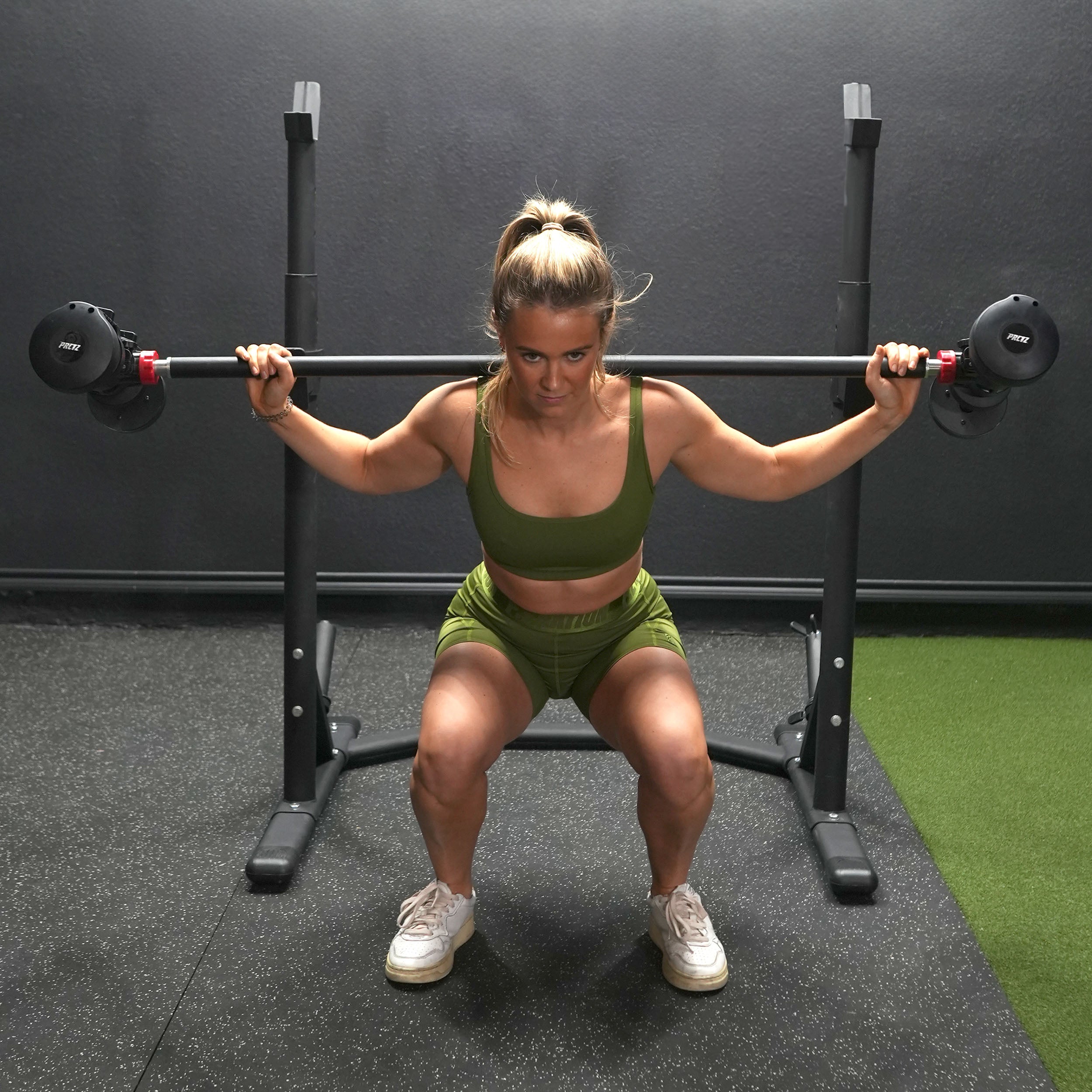 PRCTZ SP3 Home Gym Bundle – Olympic Weight Bench with Squat Rack, 6ft Modular Barbell, 10-30lb Adjustable Dumbbells & Resistance Bands – Perfect for Full-Body Workouts at Home