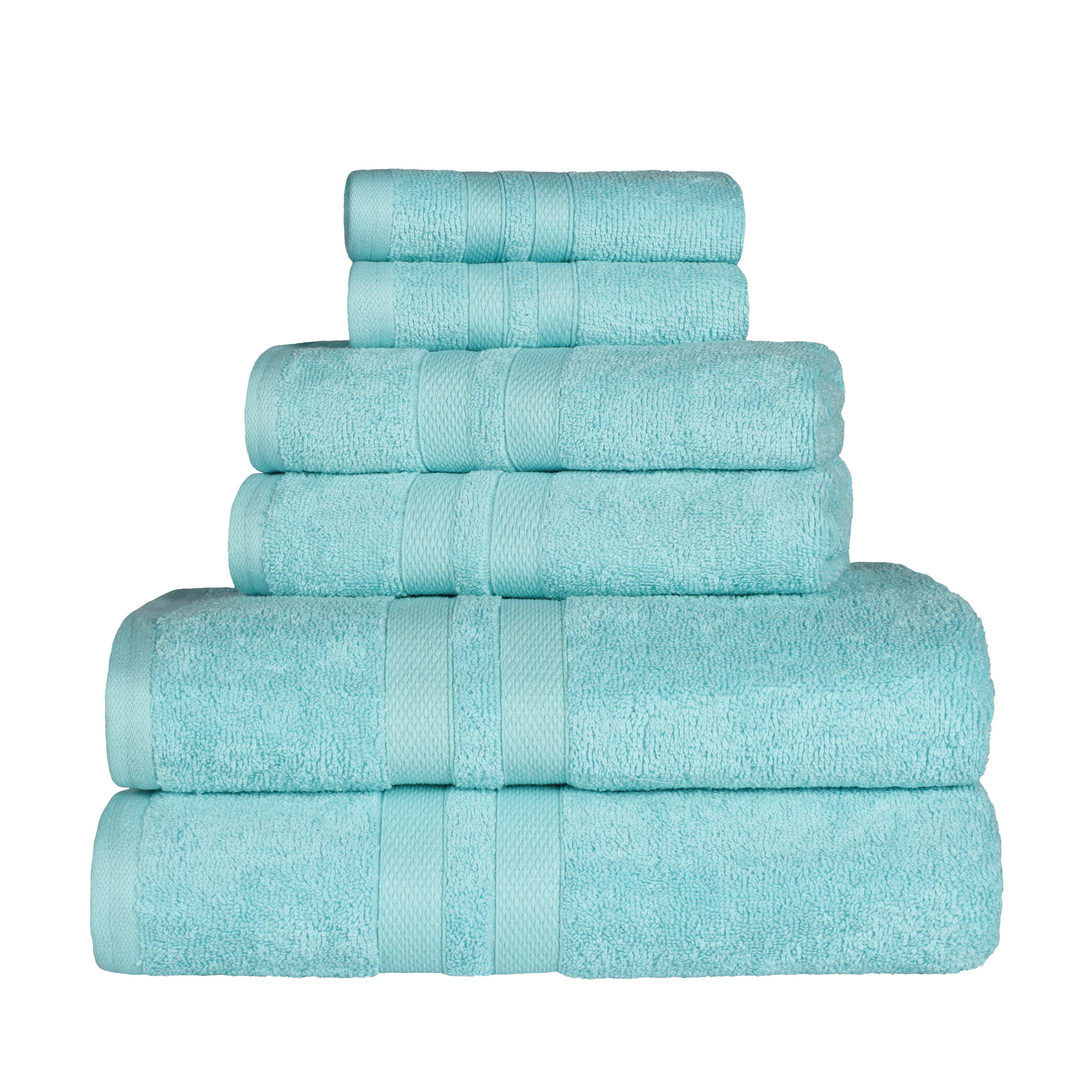 Ultra Soft Cotton Absorbent Bath Towel Set - 6 Piece Solid Color Collection for Spa, Gym & Luxury Home Use