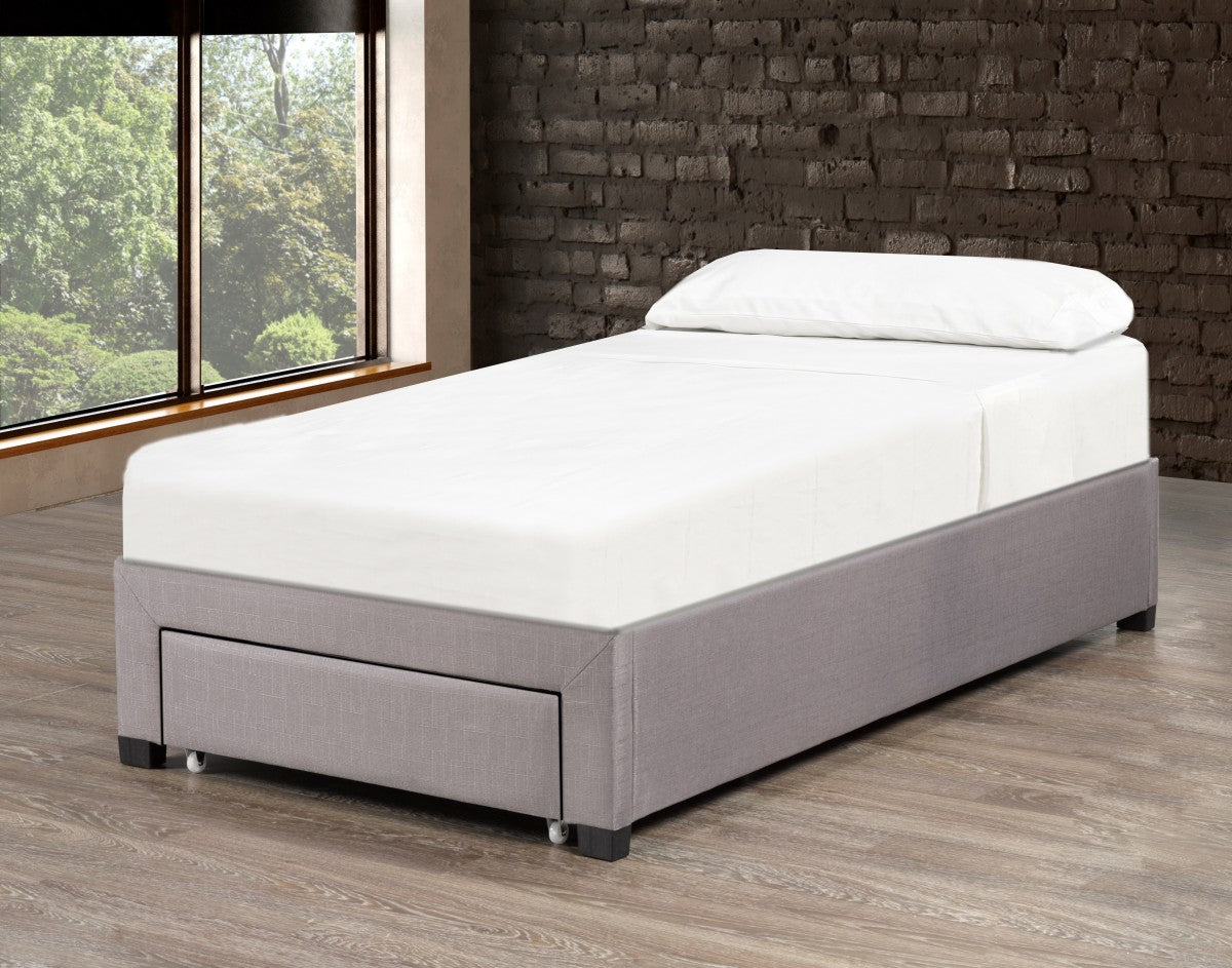 Bradley Twin Platform Bed Frame with Solid Wood Slats - Grey - Sturdy & Noise-Free Support for Mattresses - Perfect for Kids Rooms, Guest Beds & Small Spaces