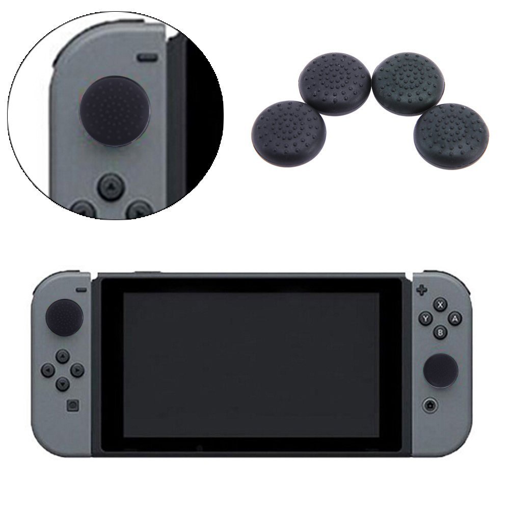 Original TPU Silicone Joystick Thumb Grip Caps for Nintendo Switch Joy-Con (2-Pack, Black) - Enhanced Grip & Protection for Gaming, Perfect for Long Play Sessions & Competitive Gaming