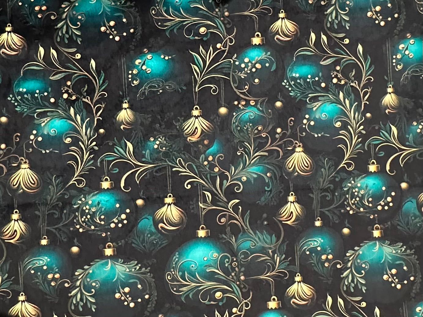 Teal and Gold Christmas Ornaments Wide Large 61x77 Minky Blanket with 15x24 Pillowcase - Soft Holiday Decor for Bedroom, Living Room & Cozy Gift