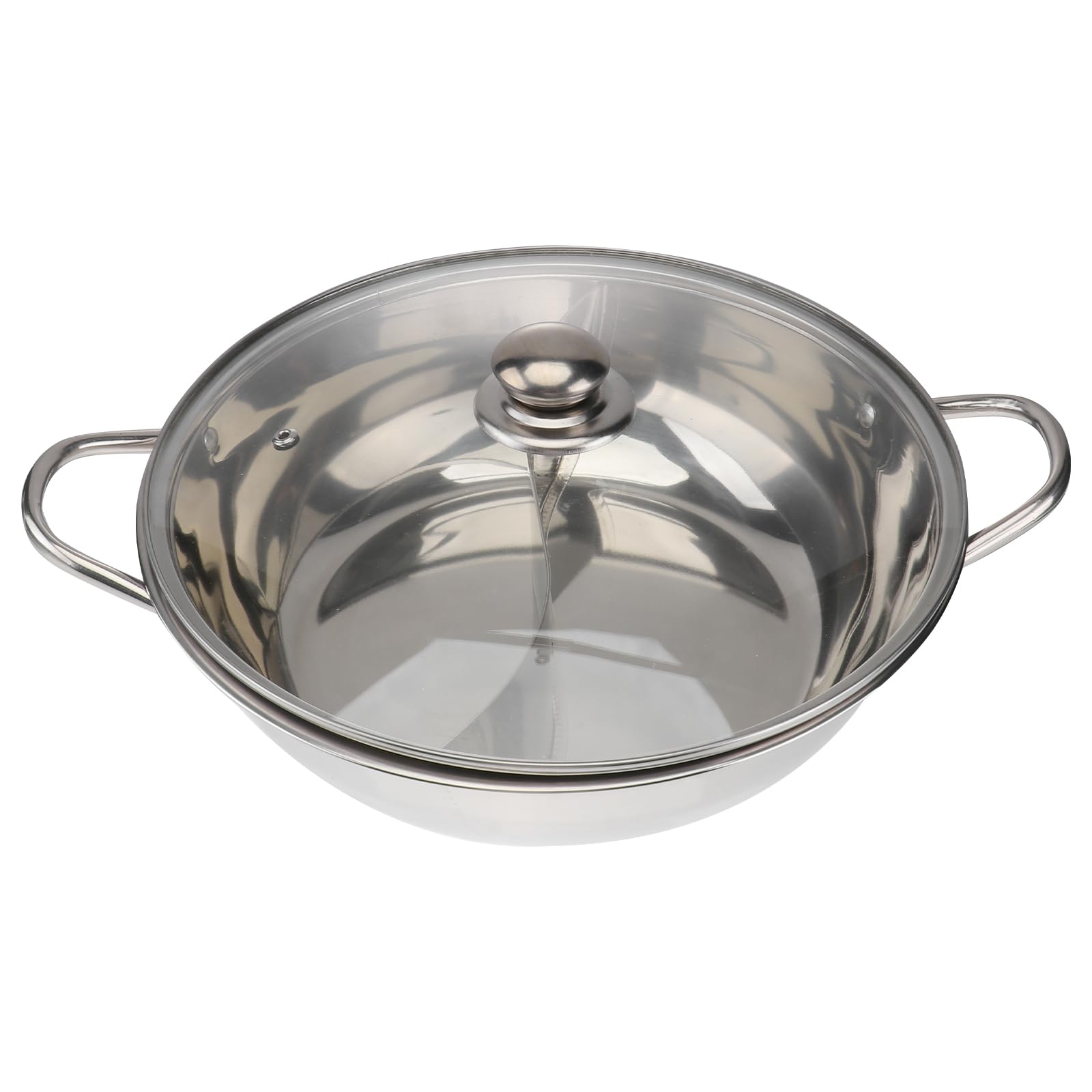 Stainless Steel Twin Divided Hot Pot with Lid - Dual-Sided Induction Cooker for Shabu Shabu, Sukiyaki & More - Compatible with Induction Cooktops & Gas Stoves - Perfect for Family Dinners, Parties & Asian Cuisine Cooking
