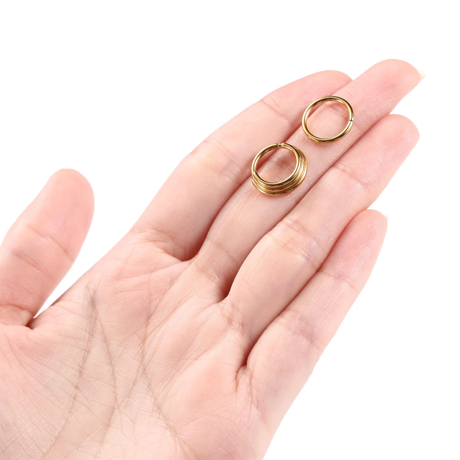 PEAKLINK 16G Surgical Steel Septum Clicker Ring, Daith & Conch Hoop Earrings - 2PCS Seamless Body Jewelry for Nose, Tragus, Helix, Rook, Cartilage & Lobe - 8mm & 10mm Hoop Earrings for Women & Men - Perfect for Everyday Wear & Piercing Healing