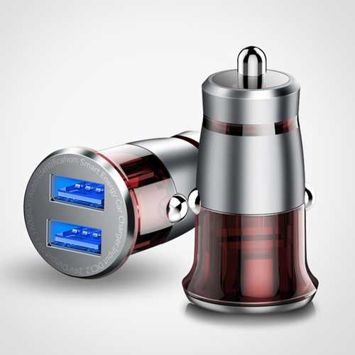 Fast 3.1A Dual USB Car Charger with LED Light - Zinc Alloy Smartphone & Tablet Charger for iPhone, Samsung, iPad - Perfect for Road Trips & Daily Commuting