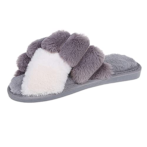 Women's Cozy Fuzzy Slippers - Open Toe Fleece House Shoes for Indoor/Outdoor Wear