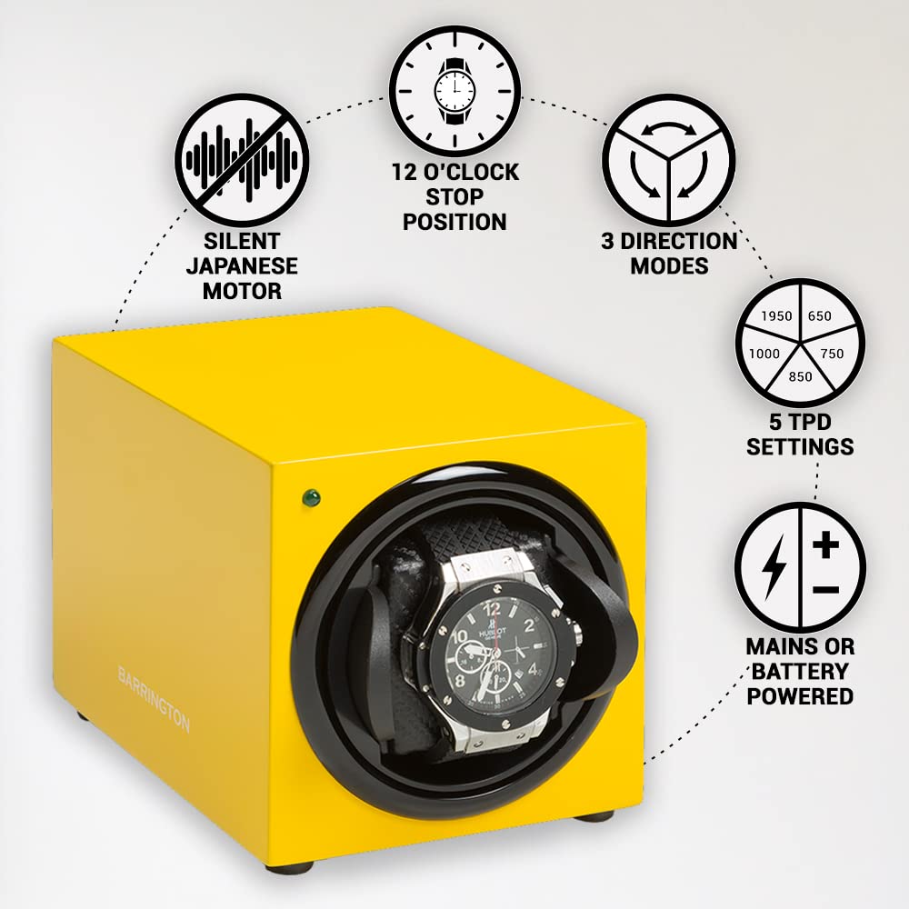 Premium Single Watch Winder for Automatic Watches - Ultra Quiet Japanese Motor | Luxury Watch Storage for Rolex, Omega & More | Adjustable 650-1950 TPD | AC/Battery Powered | Perfect for Travel, Display & Watch Maintenance