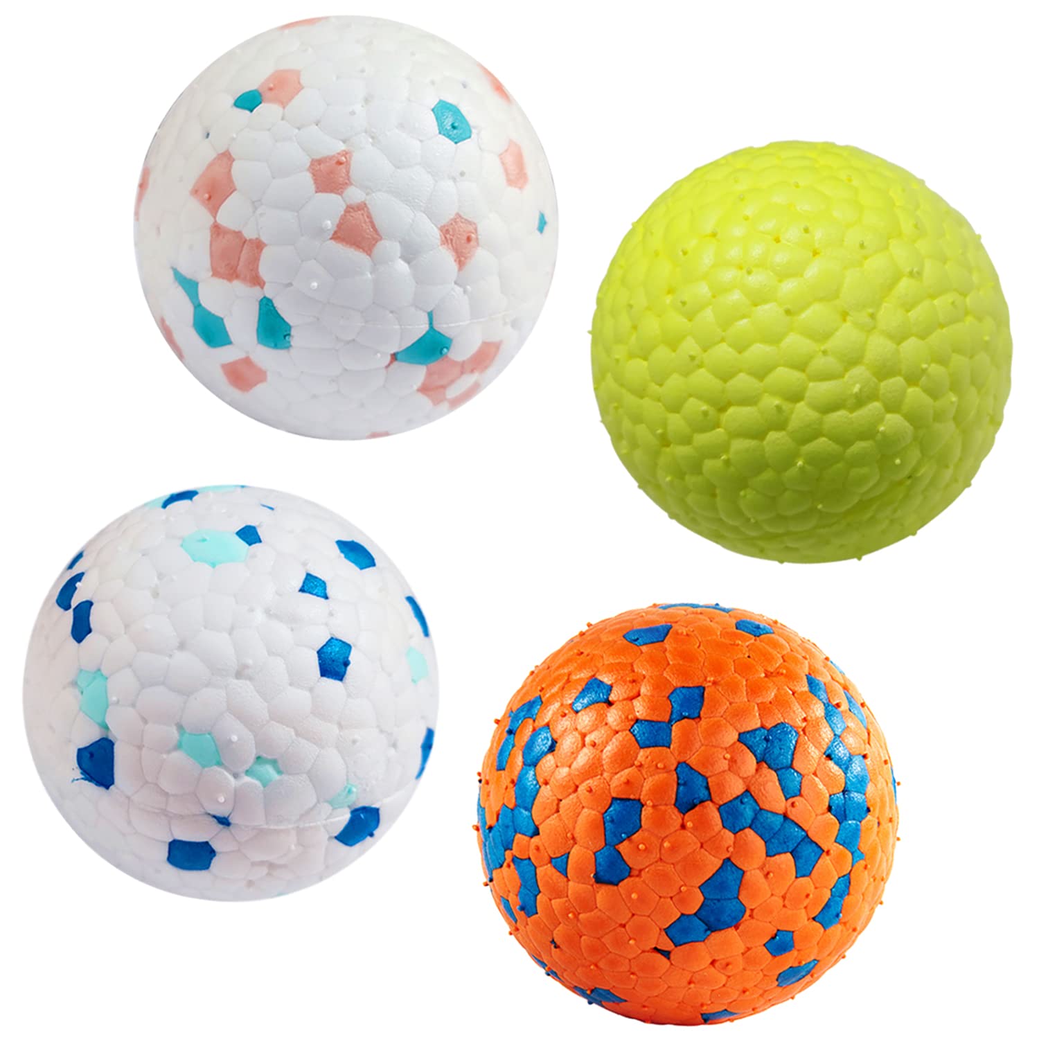 Indestructible Chew Proof Dog Balls for Aggressive Chewers - Durable Floating Bouncy Toy for Small & Medium Breed Dogs - Lightweight Odorless Puppy Chew Toys (4 Pack, 2.5