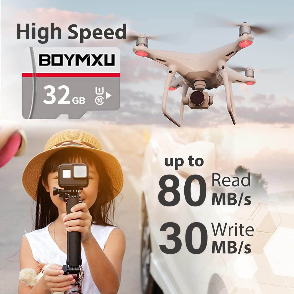 32GB Micro SD Card with Adapter - Class 10 U1 High Speed Memory Card - Compatible with Samsung Tablets, Smartphones, Cameras & Computers - Perfect for 4K Video Recording, Gaming & File Storage - 1 Year Warranty