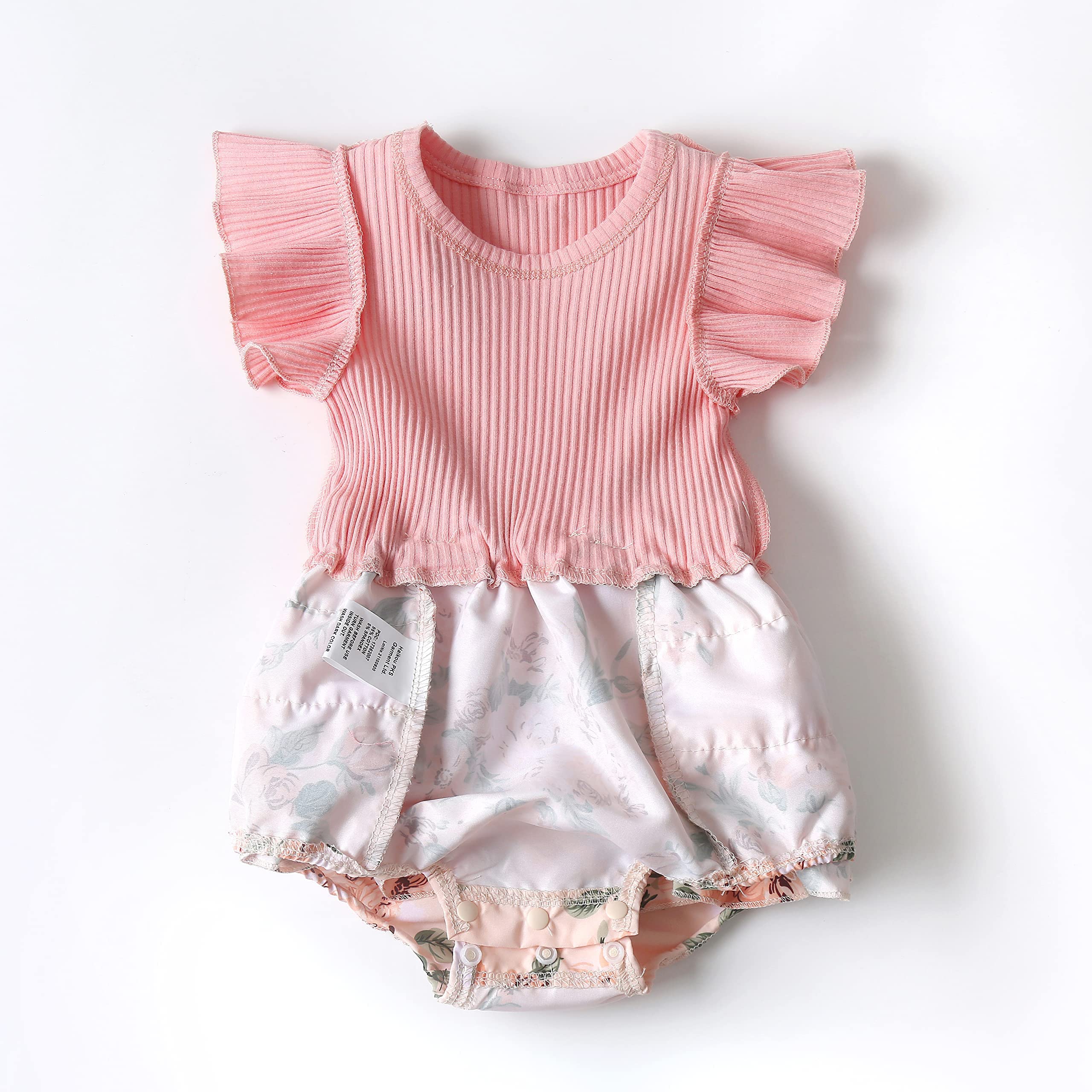 Newborn Baby Girl Clothes - Floral Romper Dress with Ruffled Sleeves & Headband | Cute Infant Jumpsuit for Spring & Summer | Perfect for Photo Shoots, Parties & Daily Wear