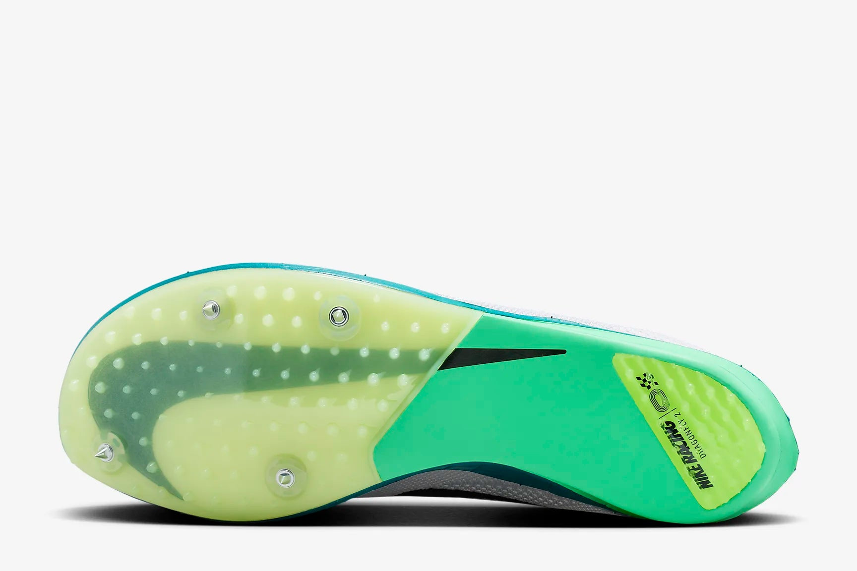 Nike ZoomX Dragonfly 2 Running Shoes - Men's & Women's Lightweight Track Spikes (D Width) White/Black/Bright Spruce - Perfect for Sprinting, Racing & Competitive Track Events
