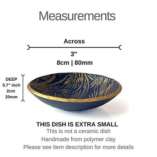 Navy Blue Small Trinket Dish & Ring Holder - Elegant Home Decor & Housewarming Gift for Jewelry Organization, Bathroom Counter, or Dresser Display
