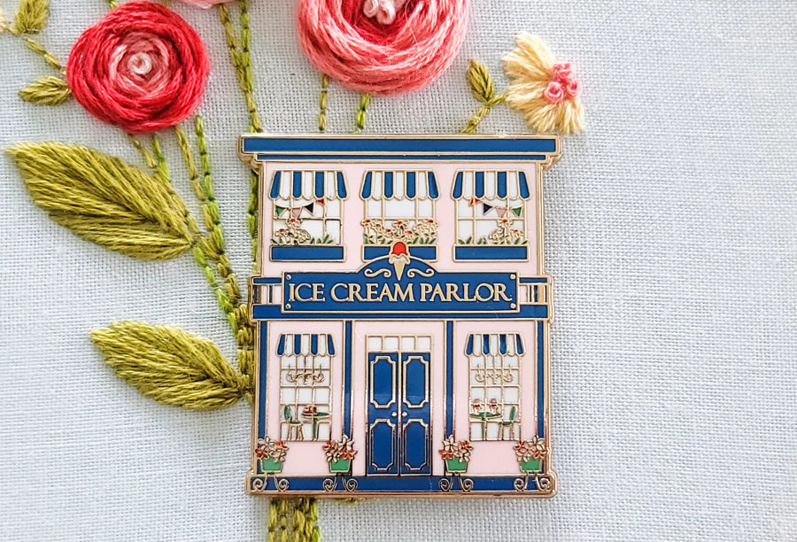 Flamingo Toes Ice Cream Parlor Needle Minder - Magnetic Pin Cushion for Sewing, Quilting & Embroidery - Perfect Craft Accessory for Needlework & DIY Projects