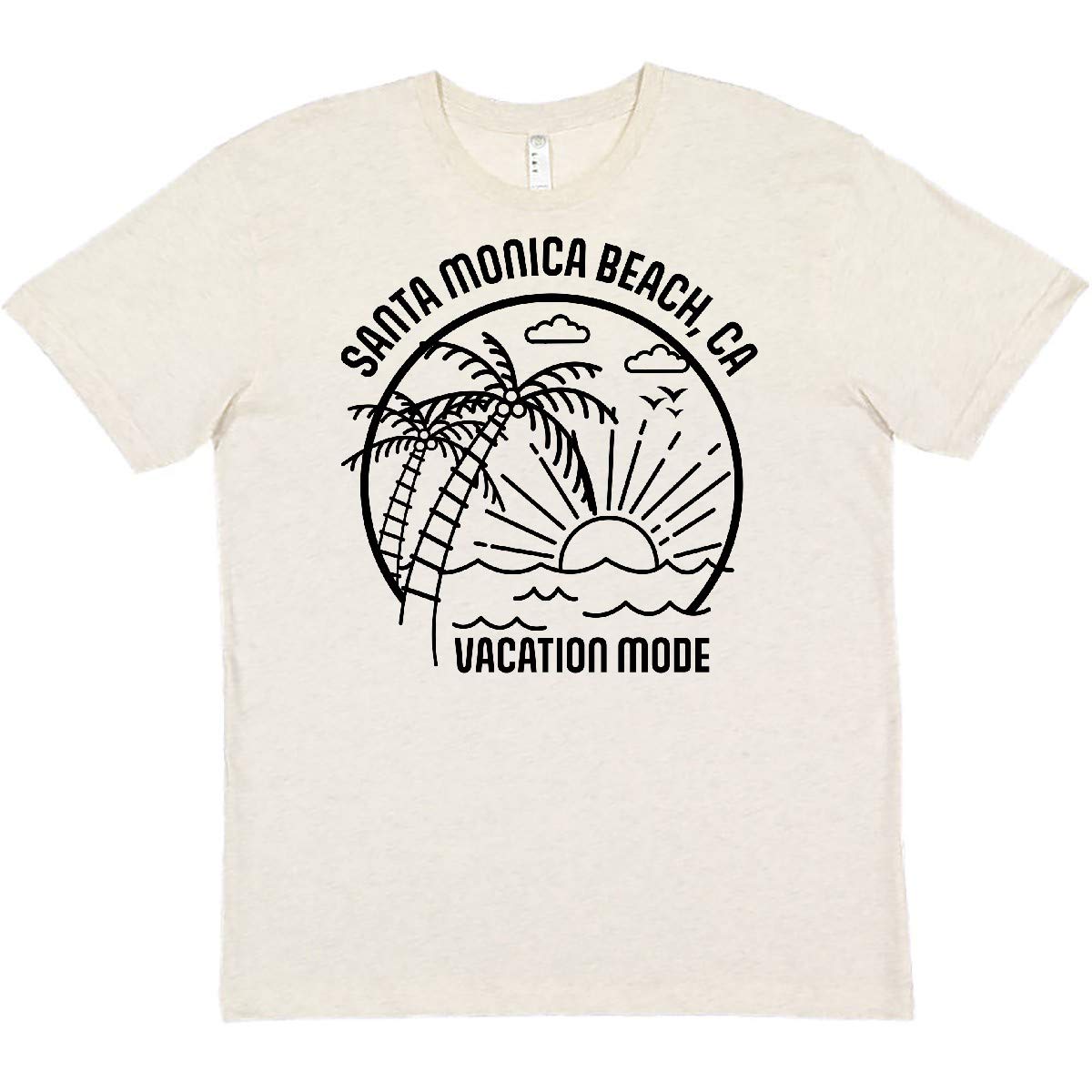 Inktastic Summer Vacation Mode Santa Monica Beach California T-Shirt | Graphic Tee for Men & Women | Beach Day, Travel & Casual Wear