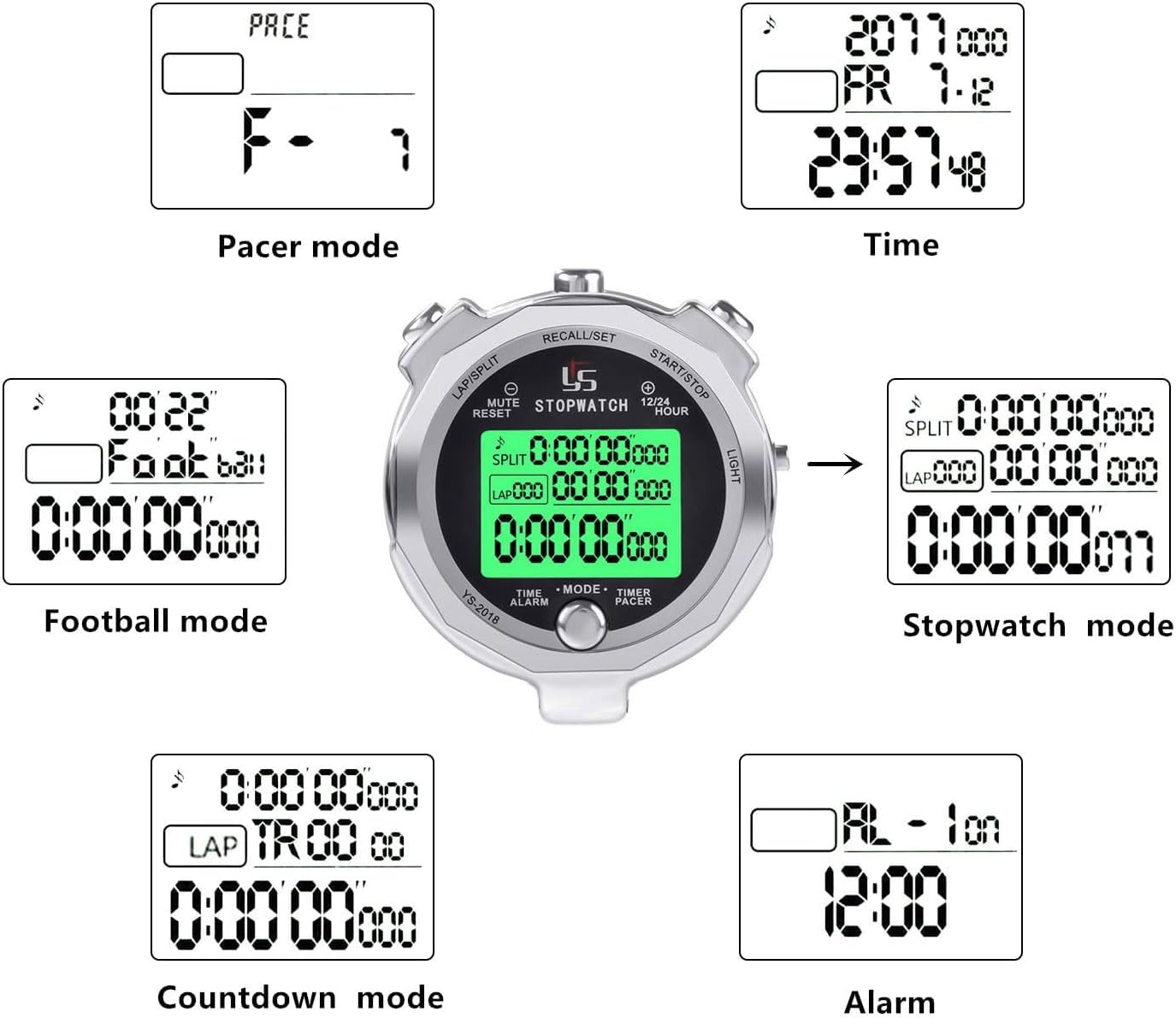 Rolilink Professional Metal Stopwatch with Backlight - 100 Laps Memory, Waterproof Sports Timer for Track, Swimming & Competitions | Ideal for Coaches, Athletes & Training Sessions