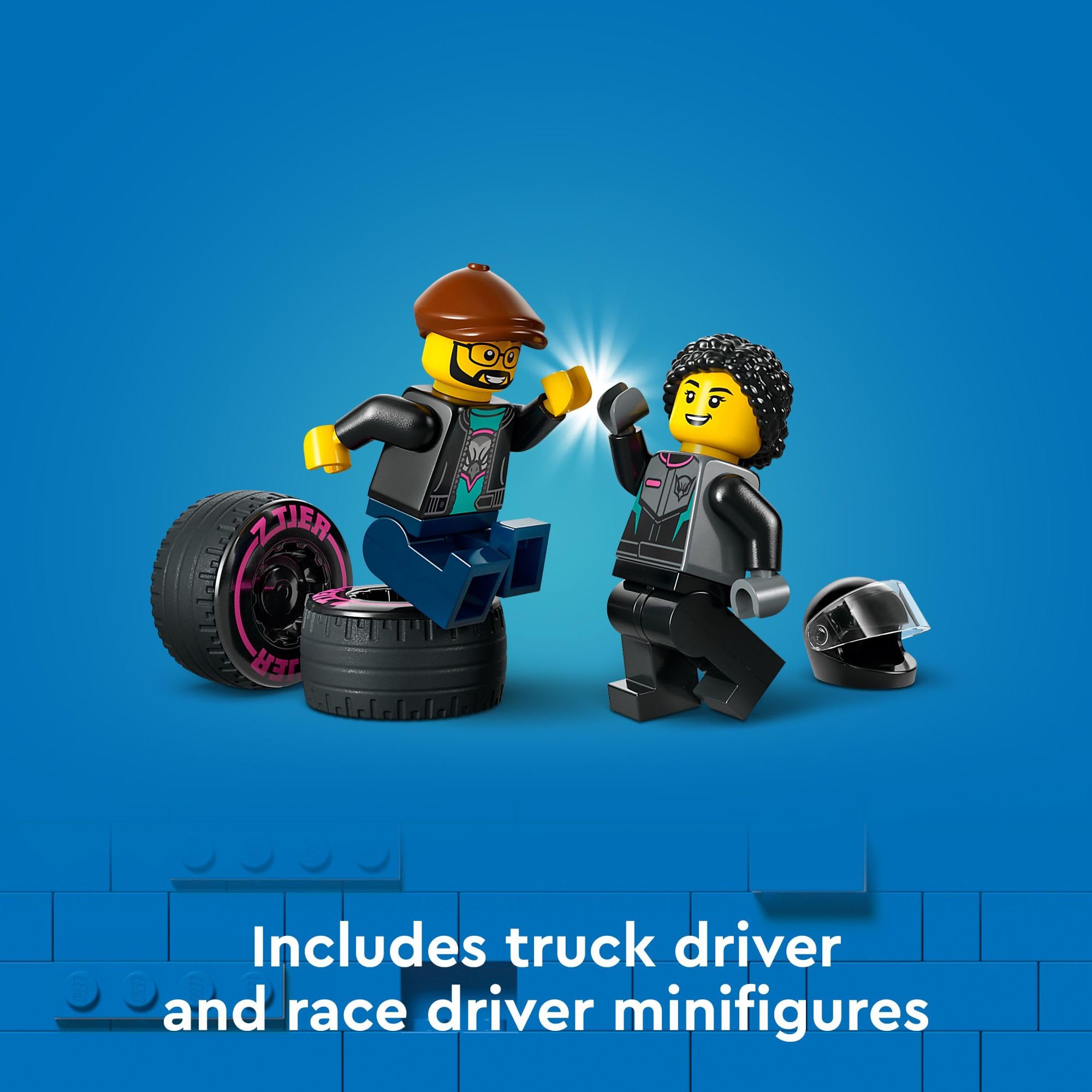 LEGO City Race Car and Car Carrier Truck Toy Set with Adjustable Ramp, Race Car & Minifigures - Fun Building Kit for Kids Ages 6+ (60406) | Creative Play, Birthday Gift & STEM Learning Toy