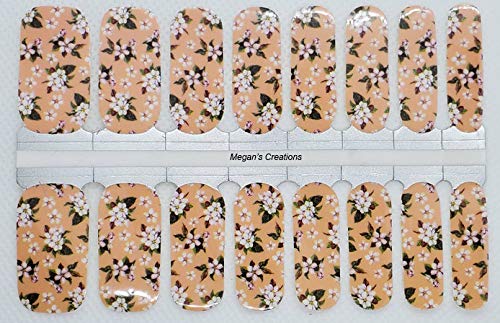 Floral Nail Polish Strips - Tea Flower Nail Wraps for Easy DIY Manicure at Home, Parties & Special Occasions