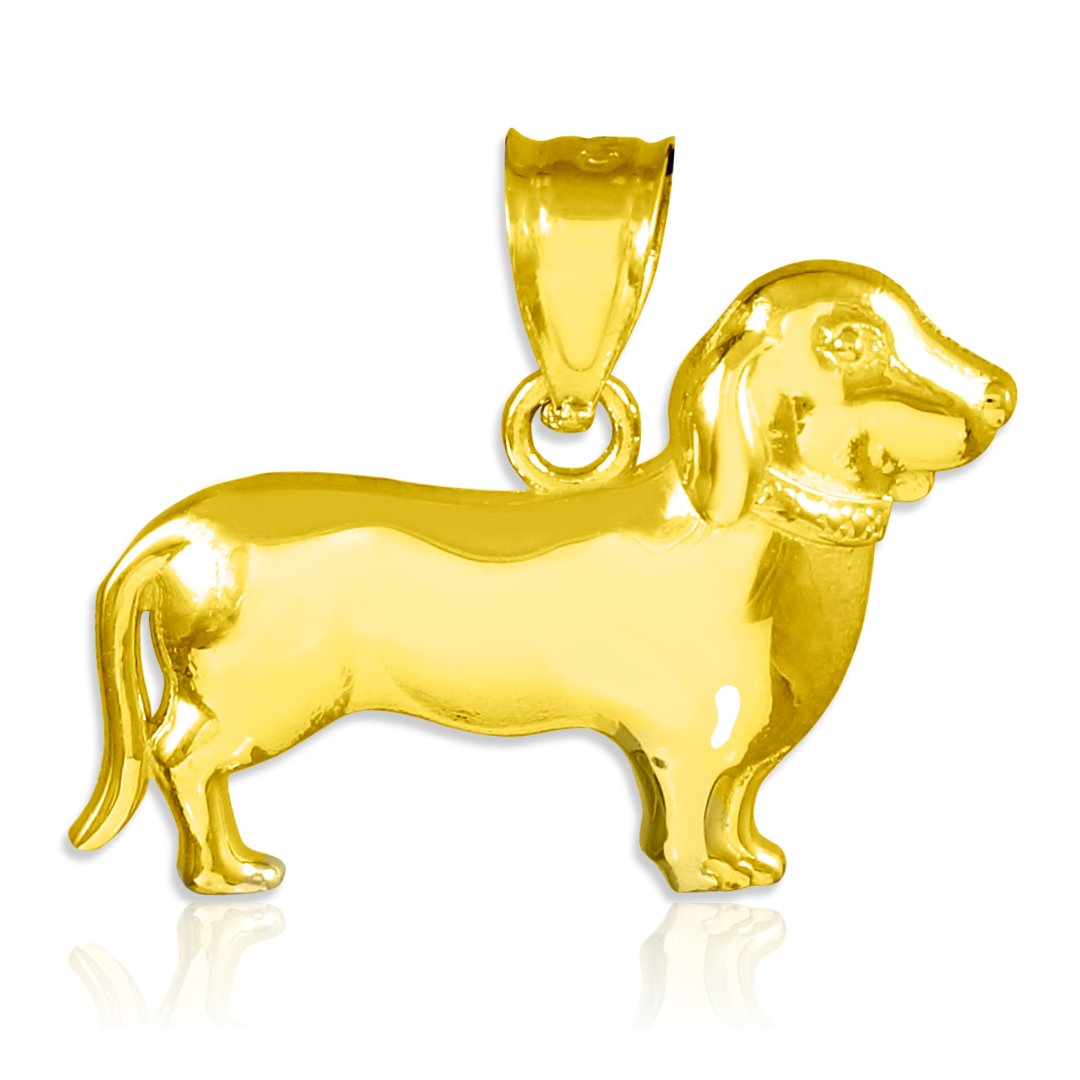14k Gold Dachshund Pendant Necklace - Polished Wiener Dog Charm for Women | Perfect for Pet Lovers, Birthday Gifts & Everyday Wear