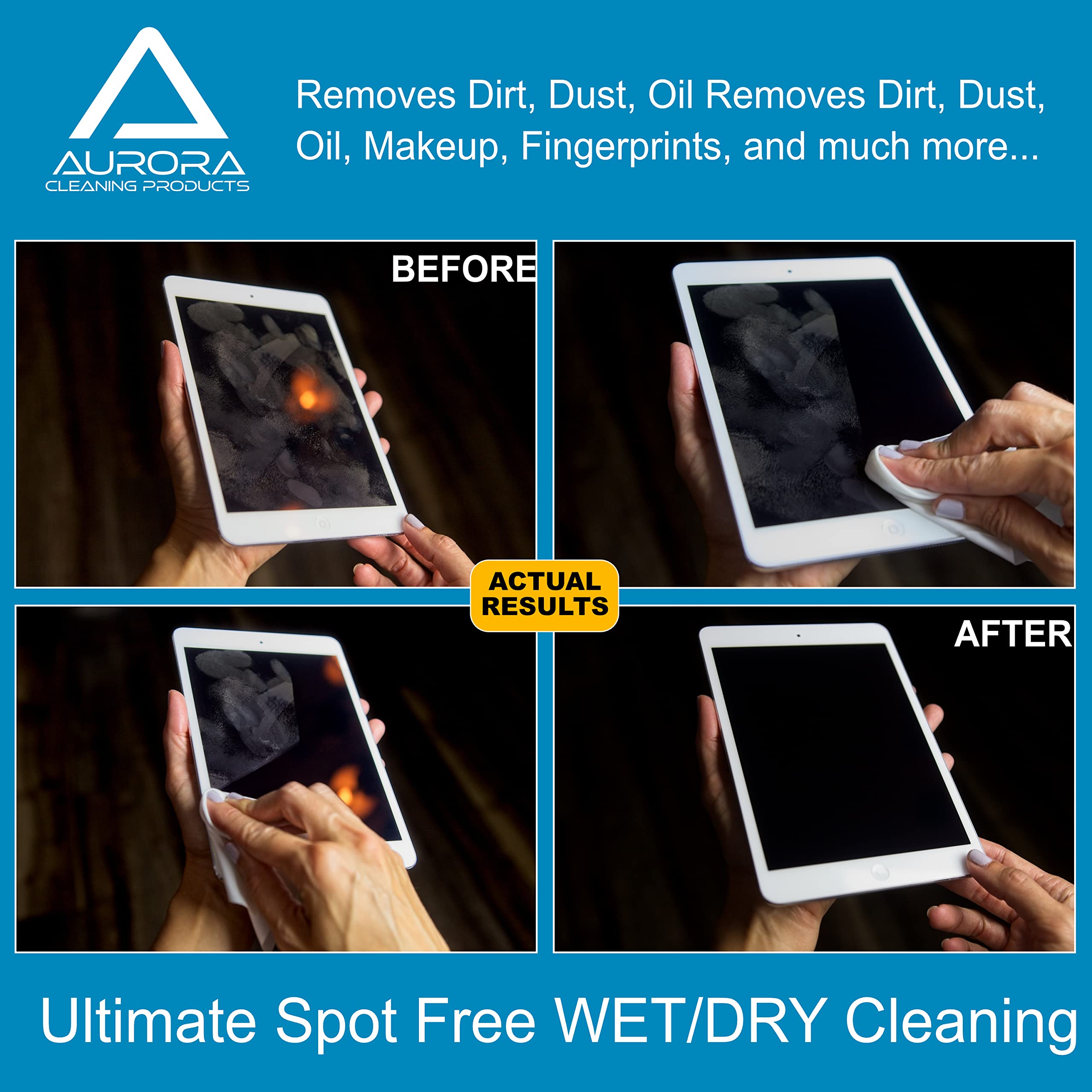 Microfiber Cleaning Cloths 6-Pack for Camera Lens & Phone - Wet & Dry Use