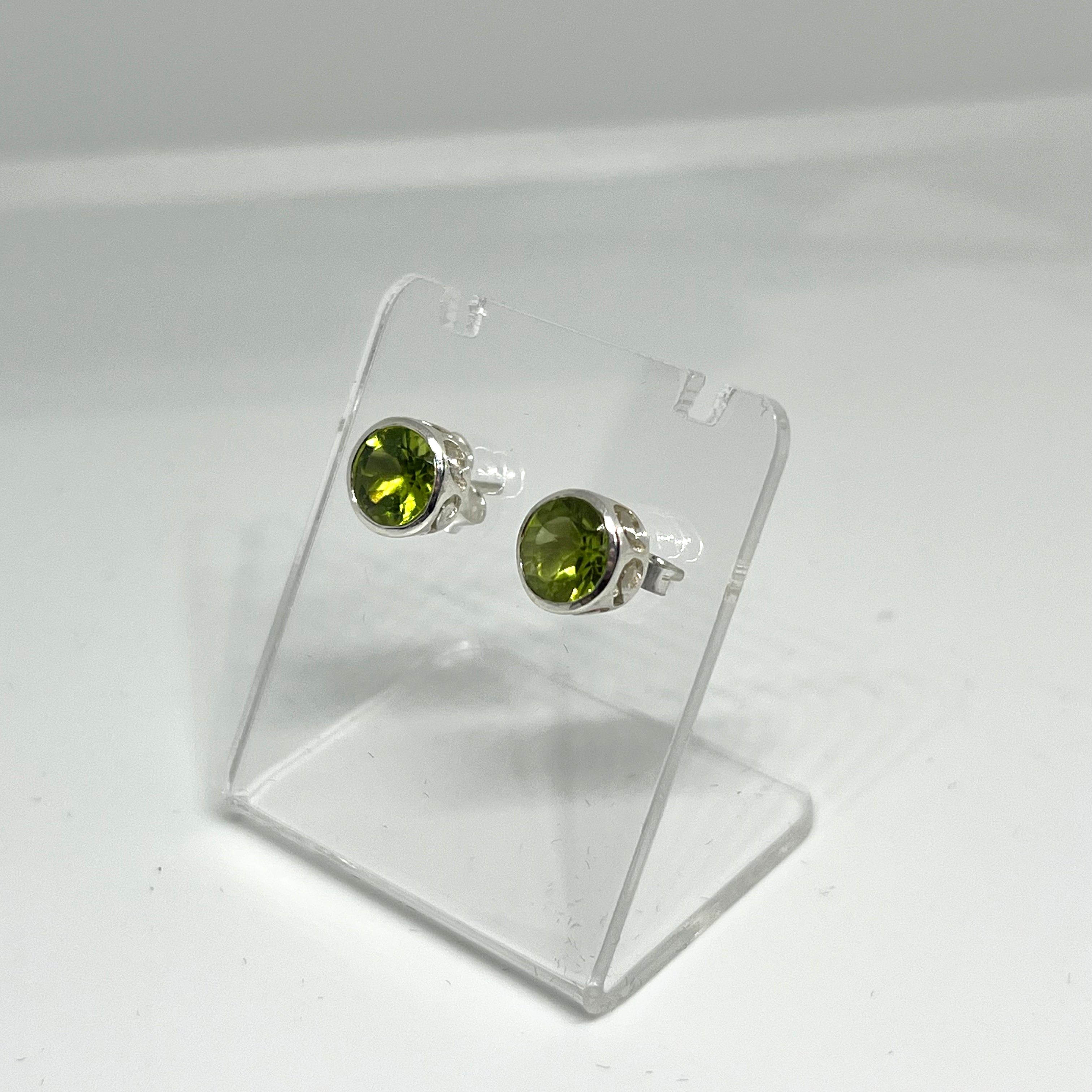 7mm Round Faceted Gemstone Stud Earrings - Decorative Bezel Set for Women, Hypoallergenic Jewelry - Perfect for Daily Wear, Parties & Special Occasions