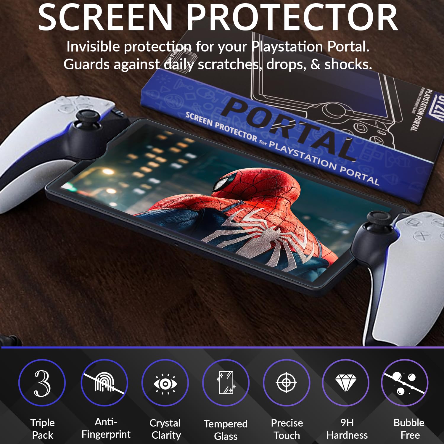 Orzly Tempered Glass Screen Protector for Playstation Portal Remote Player - 4 Pack, Anti-Scratch & Bubble-Free, Lifetime Protection - Perfect for Gaming On-The-Go & Travel Accessories